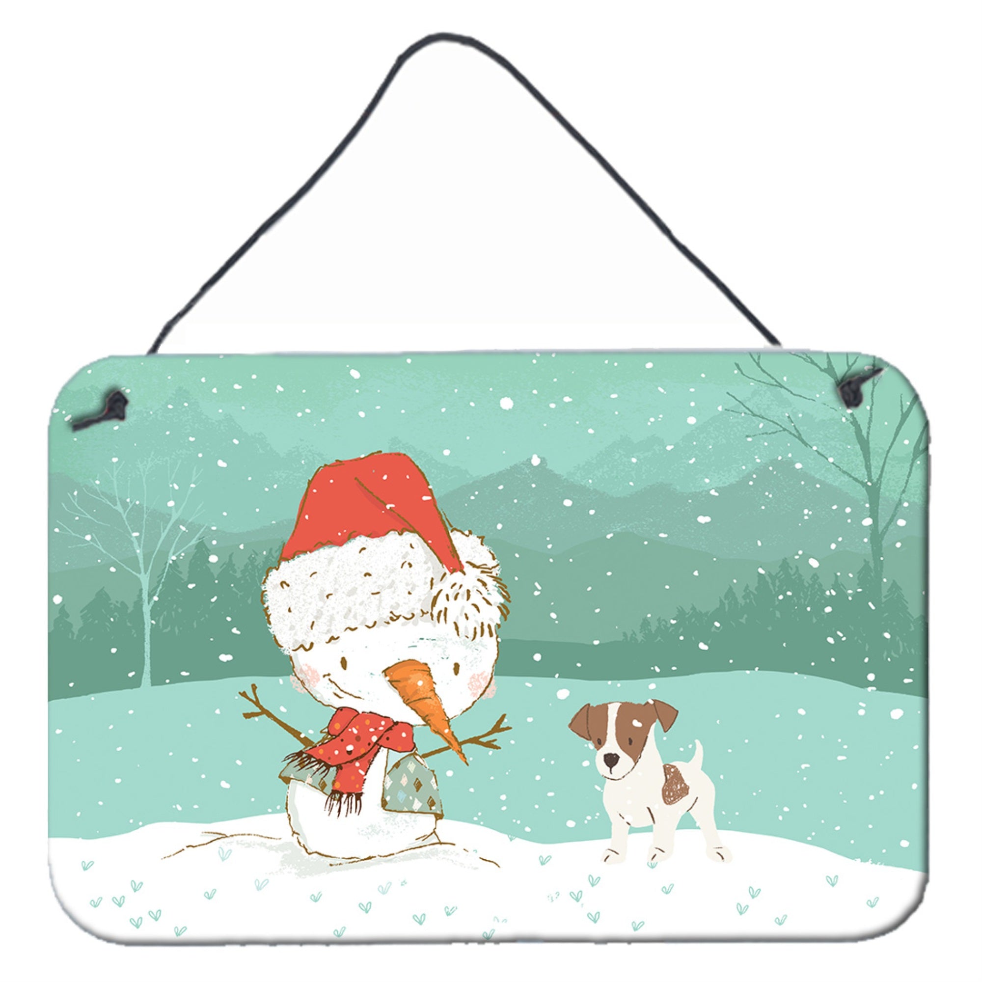 Caroline'S Treasures Snowman Jack Russell Terrier #2 Christmas Wall Or Door Hanging Prints