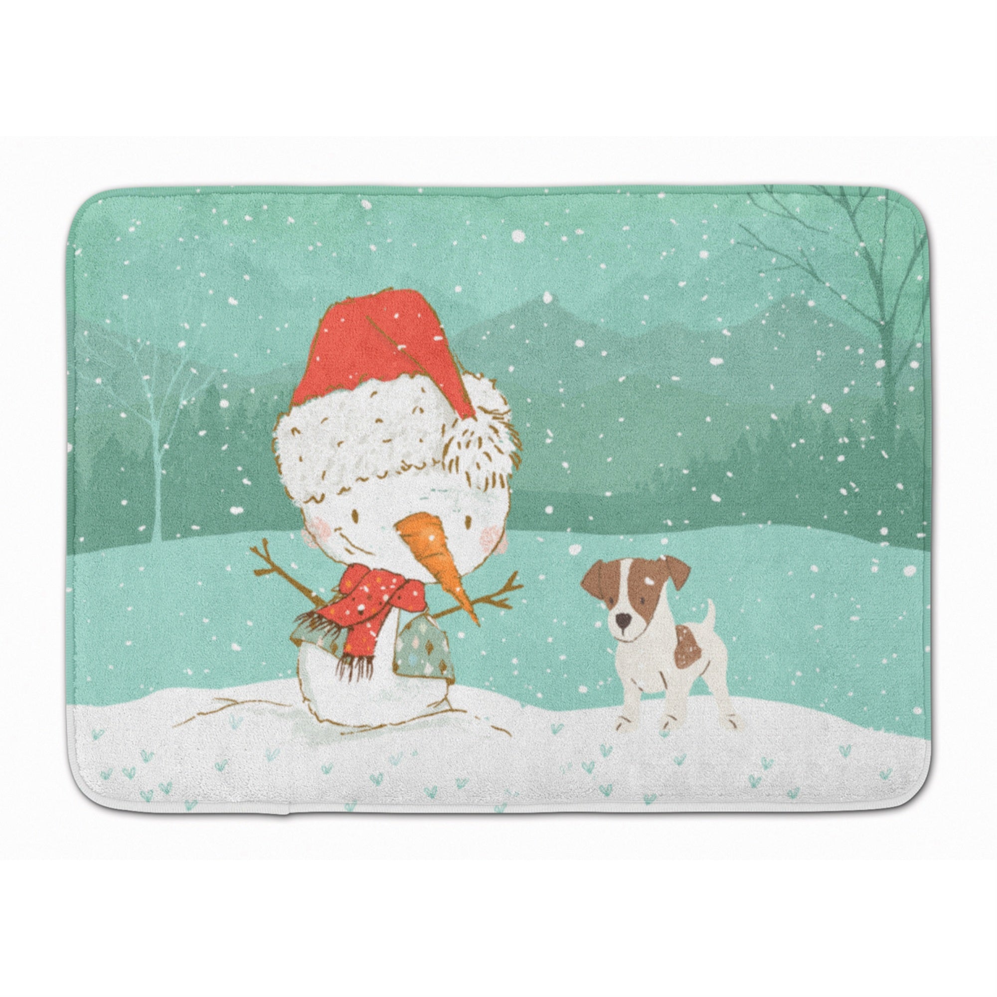 'Caroline'S Treasures Jack Russell Terrier #2 Snowman Christmas Machine Washable Memory Foam Mat, Multicolor''