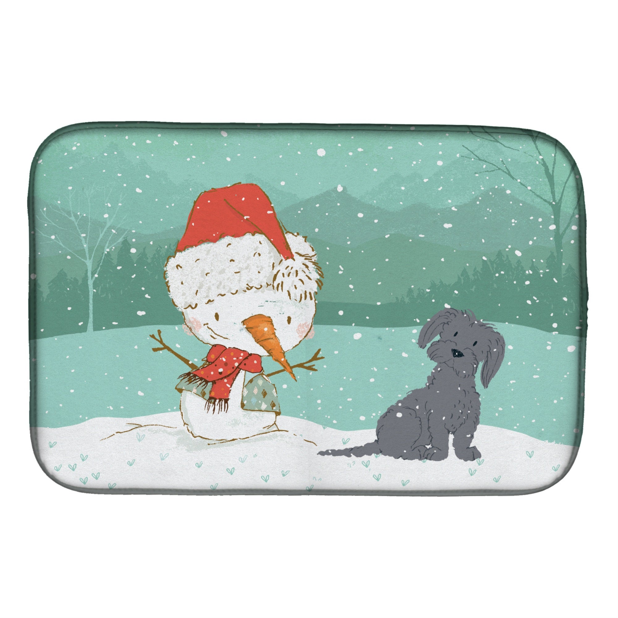'Caroline'S Treasures Black Maltese Snowman Christmas Dish Drying Mat, 14 X 21, Multicolor''