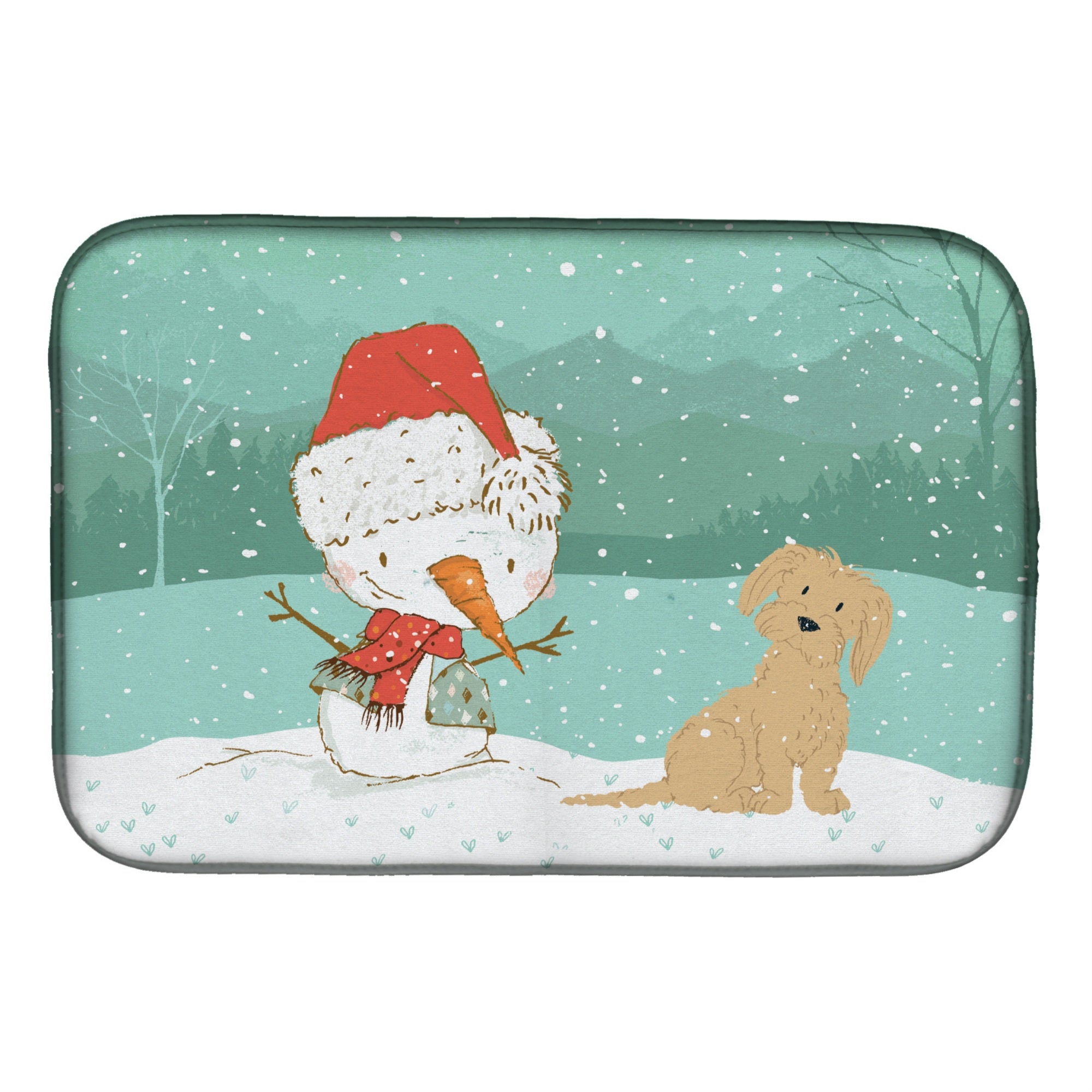 'Caroline'S Treasures Brown Maltese Snowman Christmas Dish Drying Mat, 14 X 21, Multicolor''