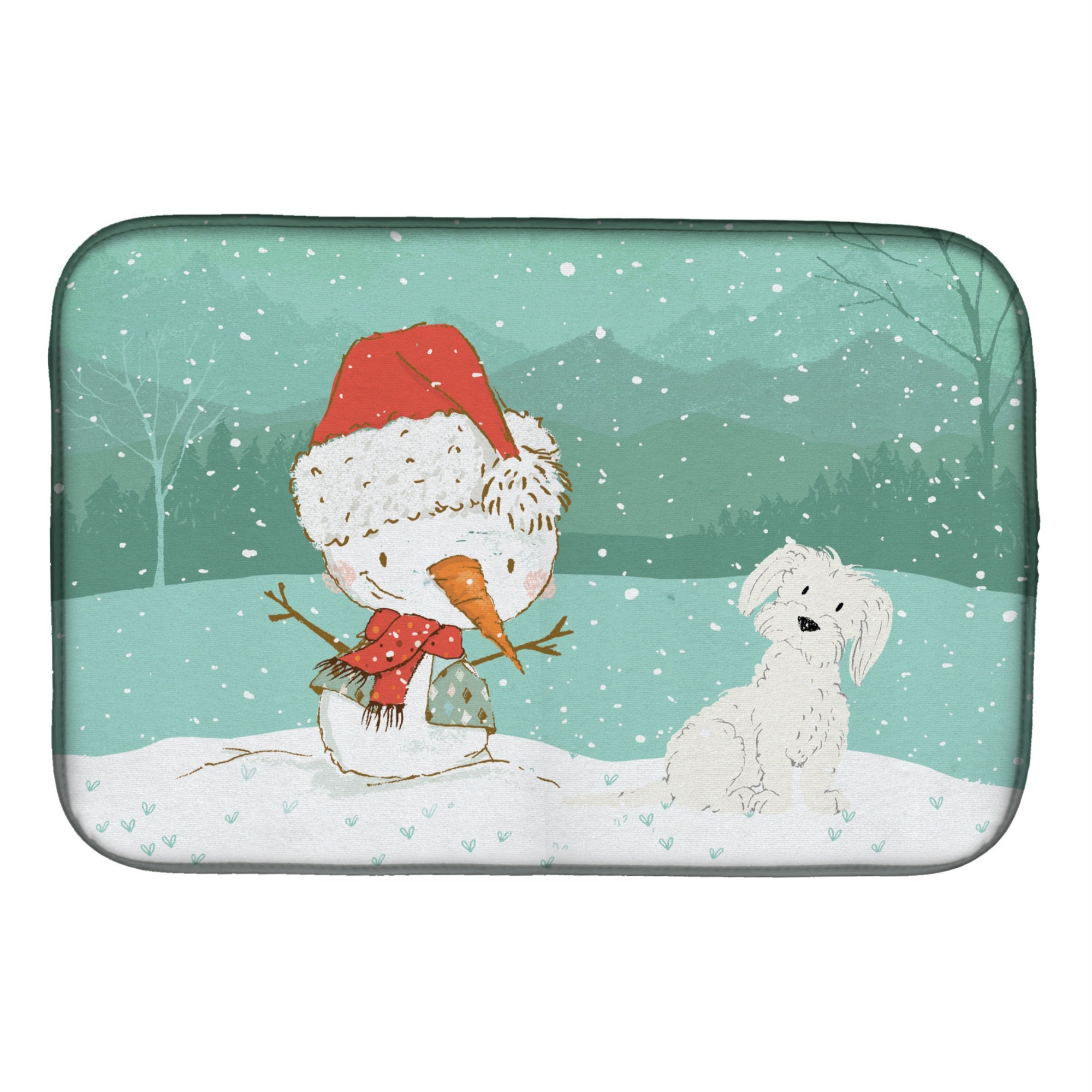 'Caroline'S Treasures Maltese Snowman Christmas Dish Drying Mat, 14 X 21, Multicolor''