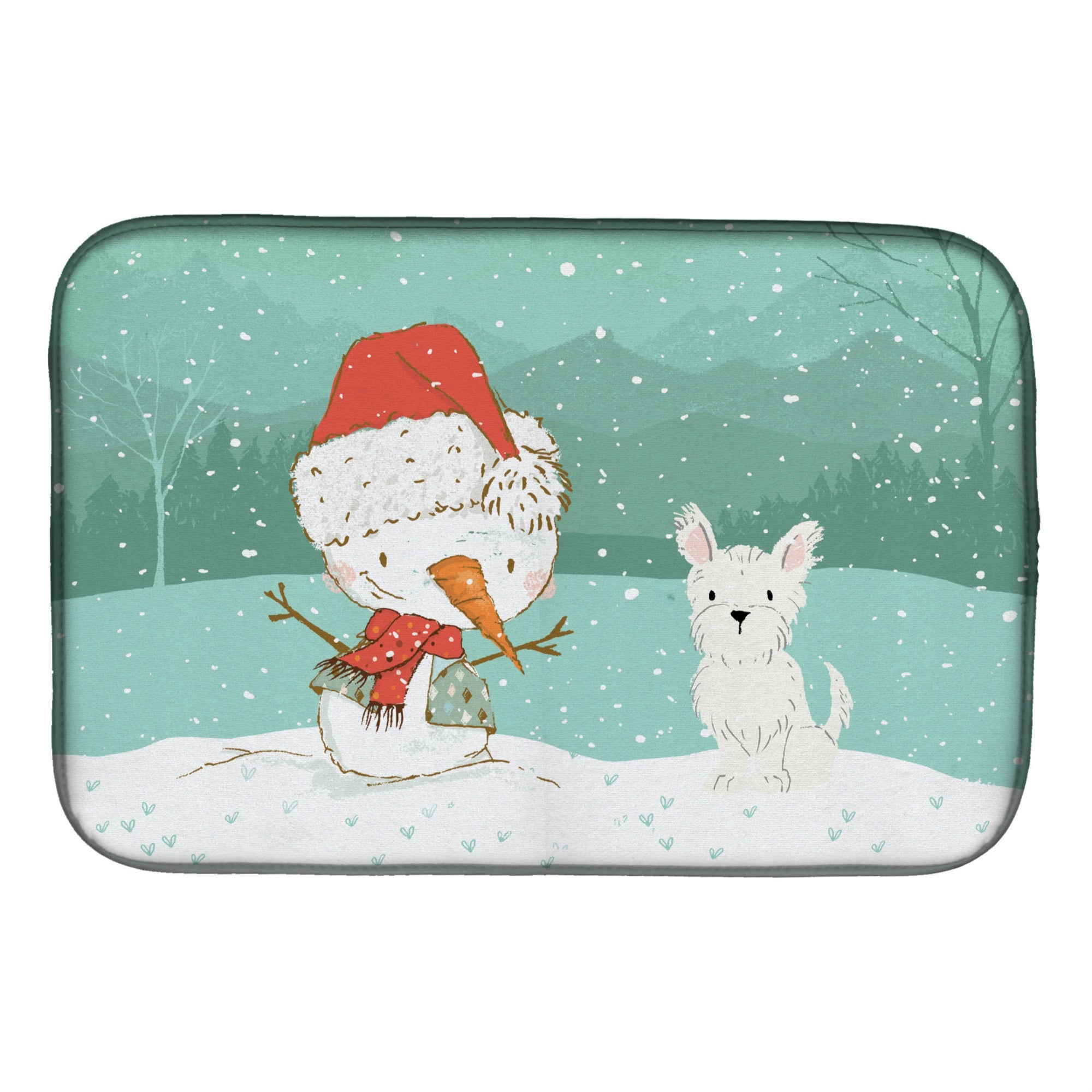 'Caroline'S Treasures Westie Terrier Snowman Christmas Dish Drying Mat, 14 X 21''