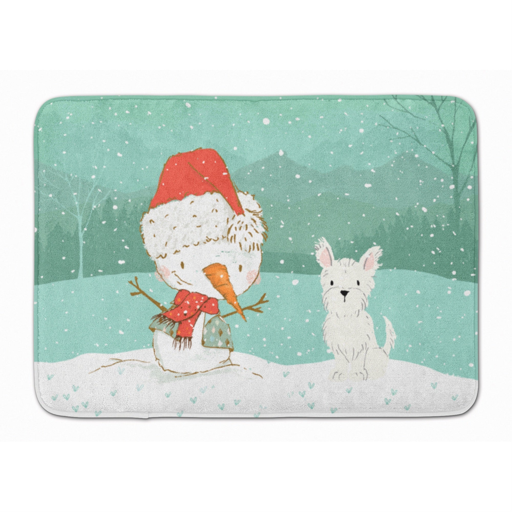 'Caroline'S Treasures Westie Terrier Snowman Christmas Machine Washable Memory Foam Mat, Multicolor''