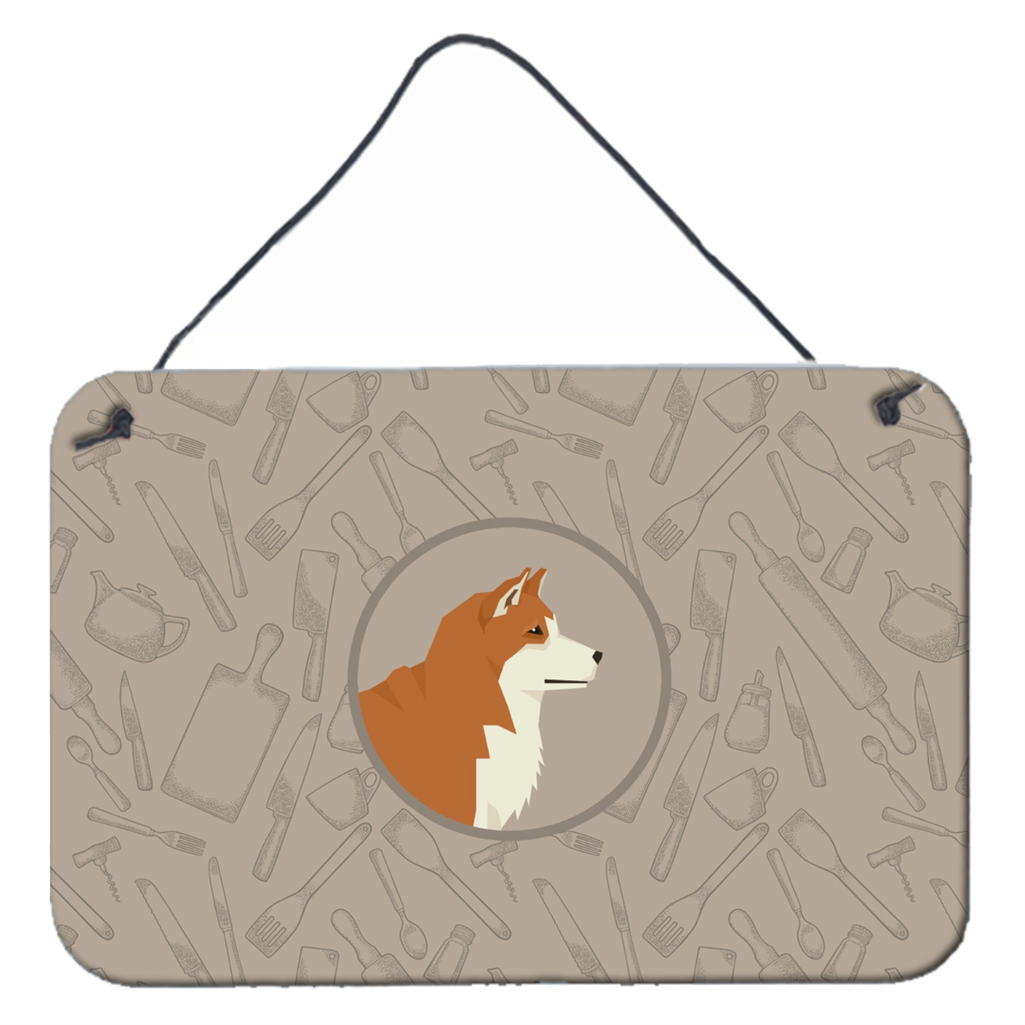 'Caroline'S Treasures Akita In The Kitchen Door Hanging Prints Wall-Decor, Multicolor''