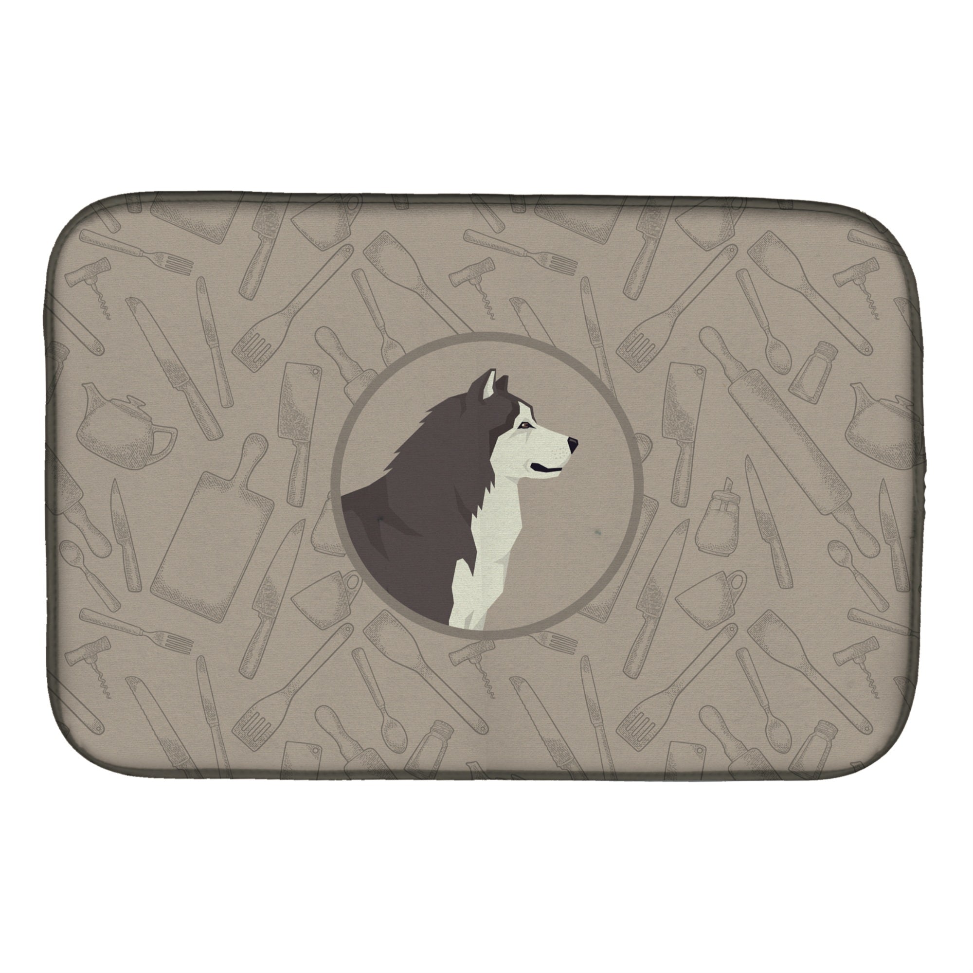 'Caroline'S Treasures Ck2160Ddm Alaskan Malamute In The Kitchen Dish-Drying-Mats, 14X21, Multicolor''