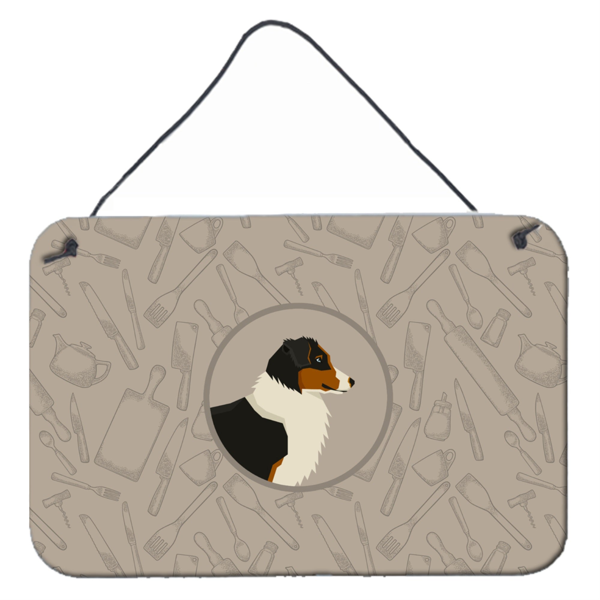 'Caroline'S Treasures Australian Shepherd In The Kitchen Door Hanging Prints Wall-Decor, Multicolor''