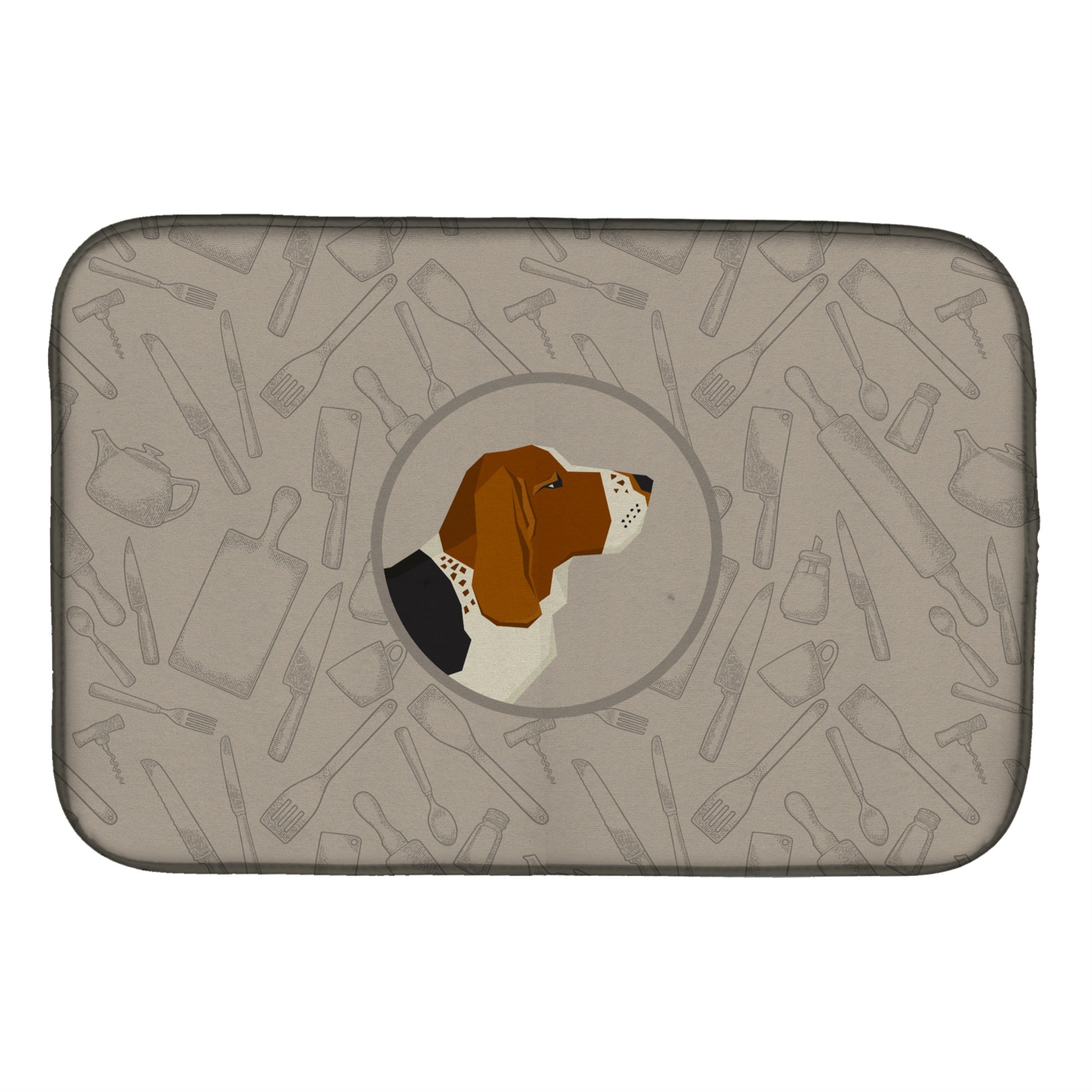 'Caroline'S Treasures Ck2165Ddm Basset Hound In The Kitchen Dish-Drying-Mats, 14X21, Multicolor''