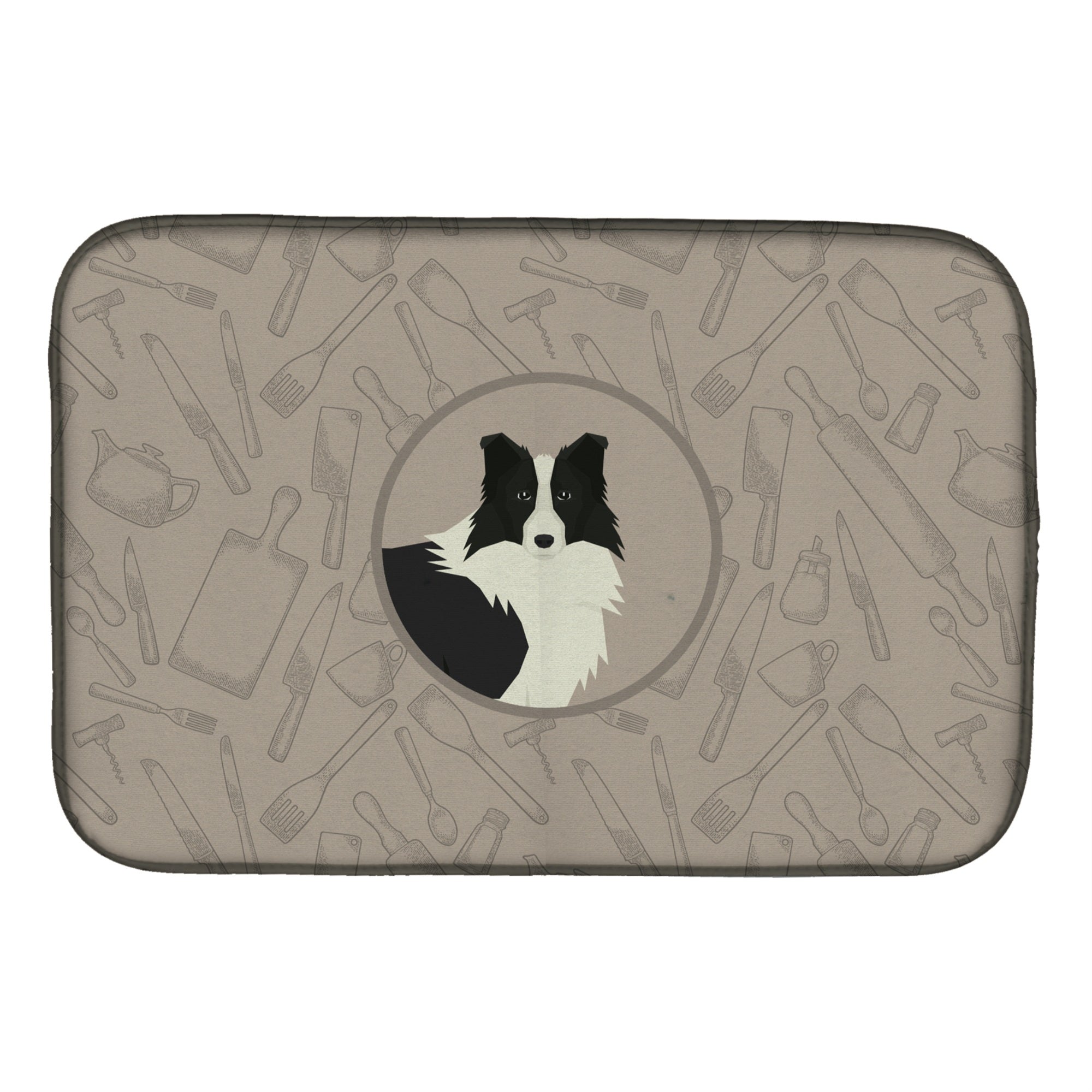 'Caroline'S Treasures Ck2169Ddm Border Collie In The Kitchen Dish-Drying-Mats, 14X21, Multicolor''