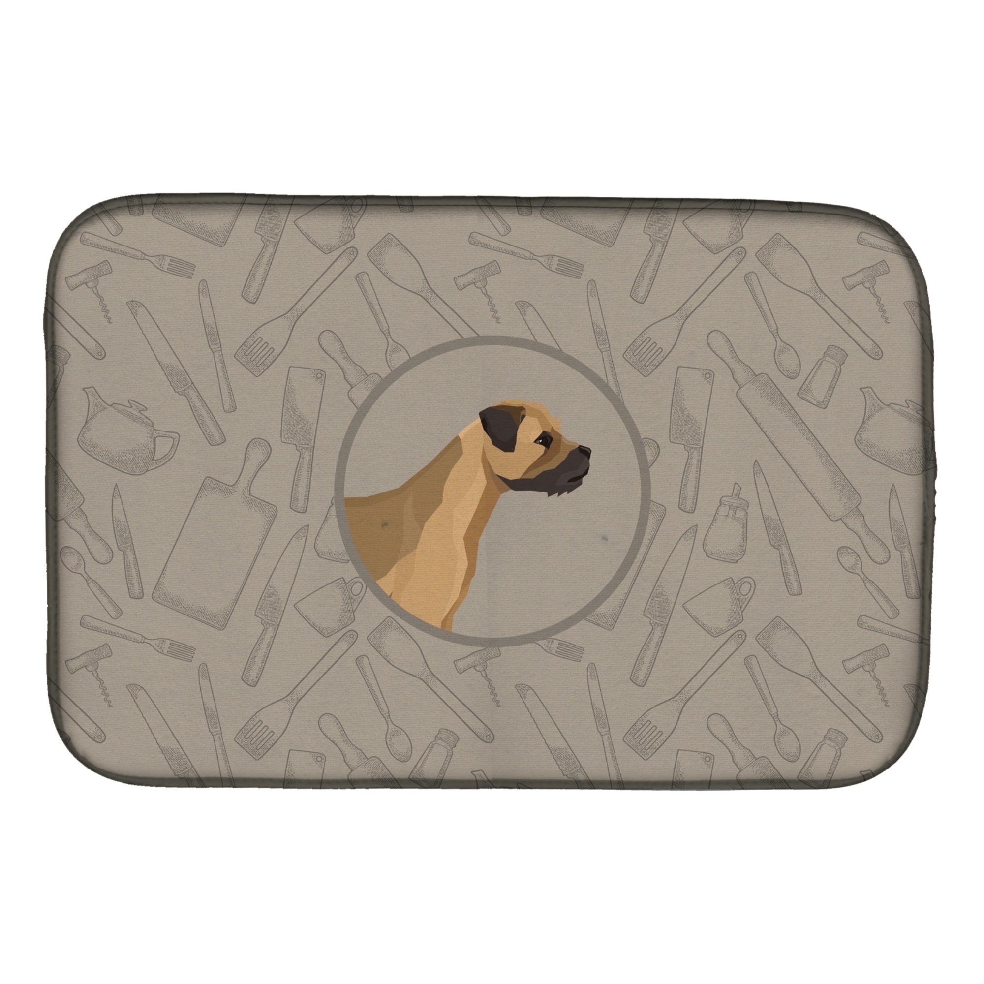 'Caroline'S Treasures Ck2170Ddm Border Terrier In The Kitchen Dish-Drying-Mats, 14X21, Multicolor''