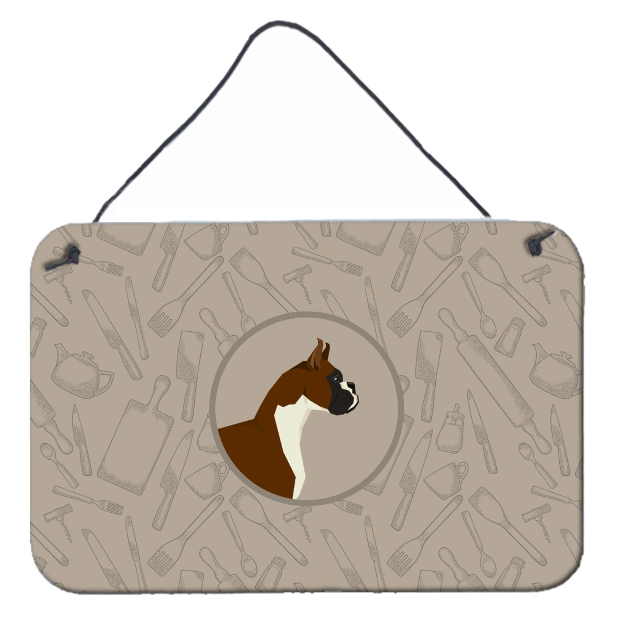 'Caroline'S Treasures Boxer In The Kitchen Door Hanging Prints Wall-Decor, Multicolor''