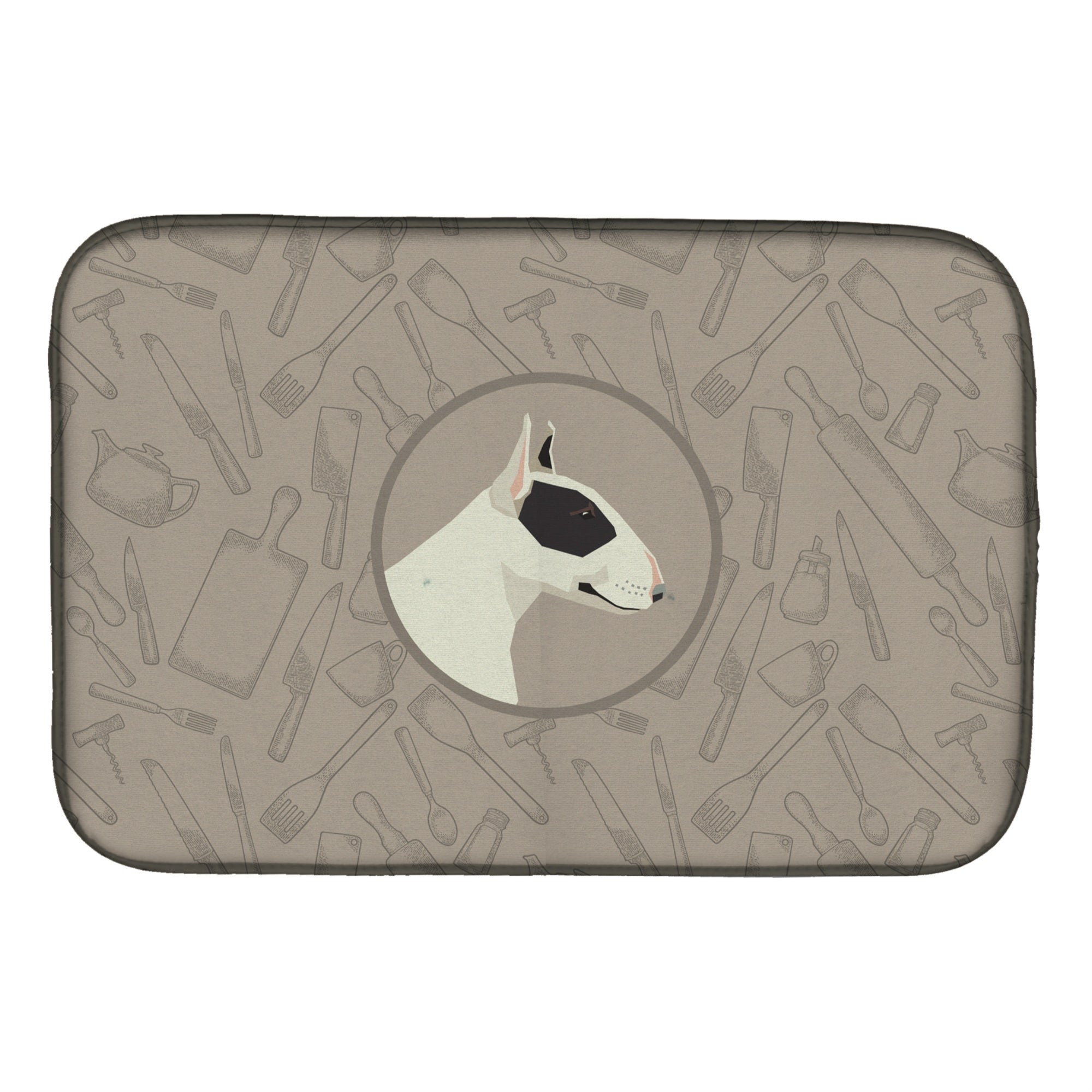 'Caroline'S Treasures Ck2174Ddm Black And White Bull Terrier Kitchen Dish-Drying-Mats, 14X21, Multicolor''