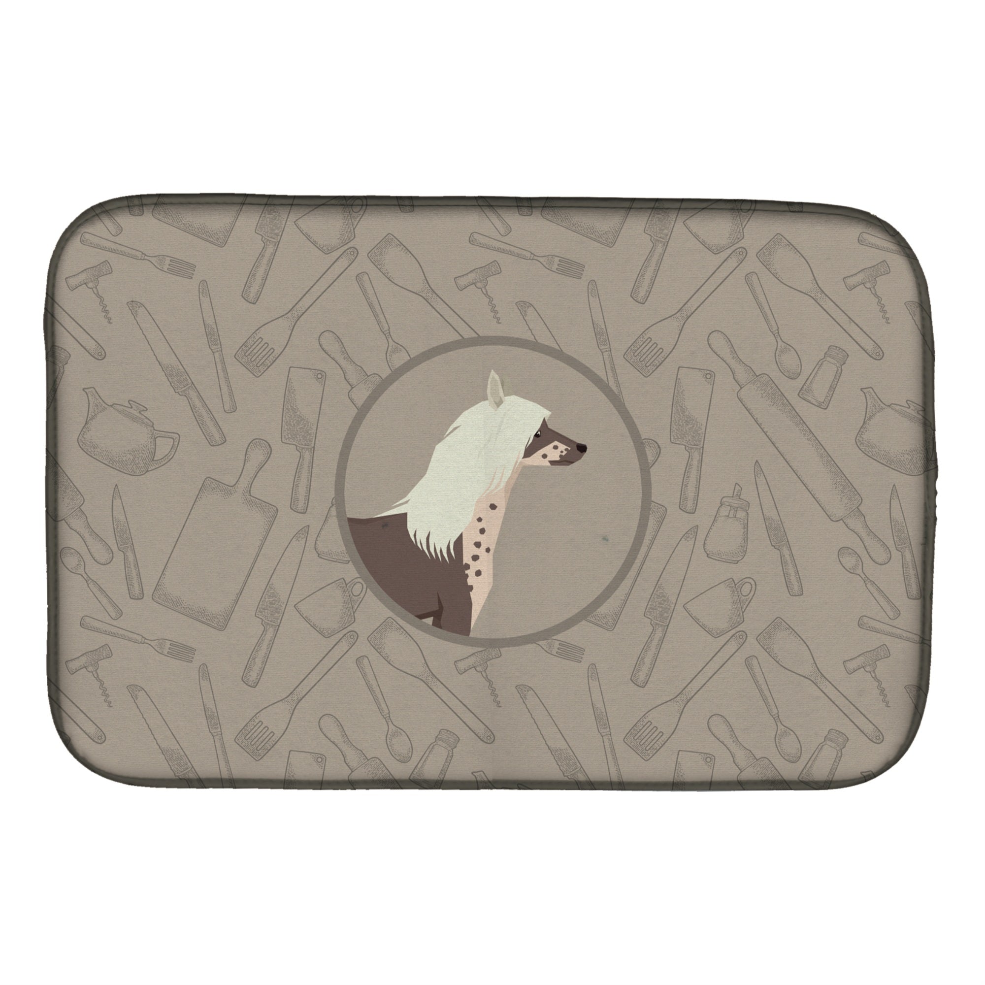 'Caroline'S Treasures Ck2178Ddm Chinese Crested In The Kitchen Dish-Drying-Mats, 14X21, Multicolor''