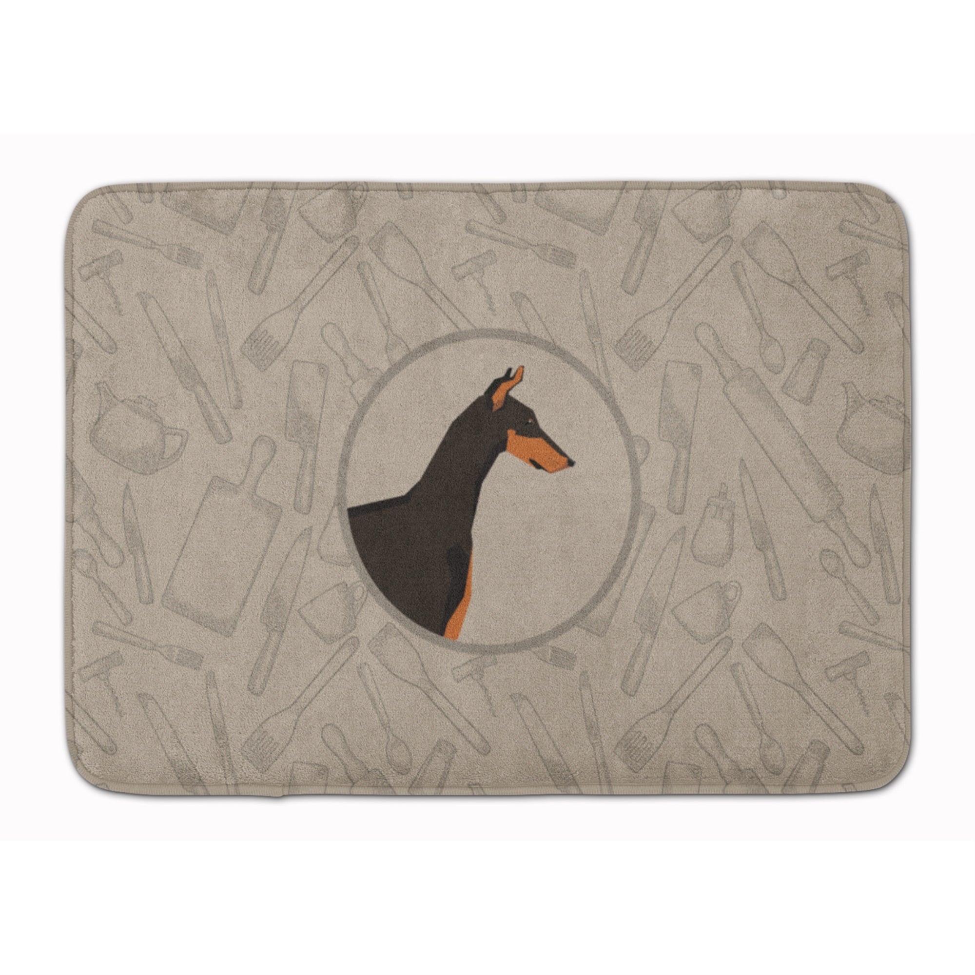 'Caroline'S Treasures Doberman Pinscher In The Kitchen Machine Washable Memory Foam Mat Doormats, Multicolor''