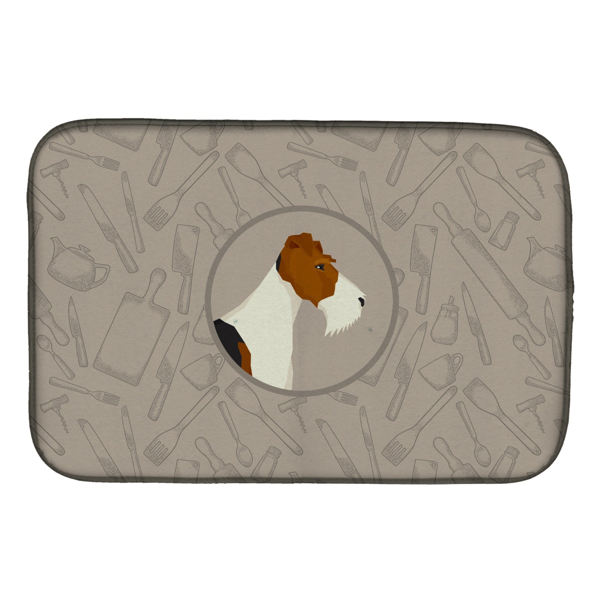 'Caroline'S Treasures Ck2185Ddm Fox Terrier In The Kitchen Dish-Drying-Mats, 14X21, Multicolor''