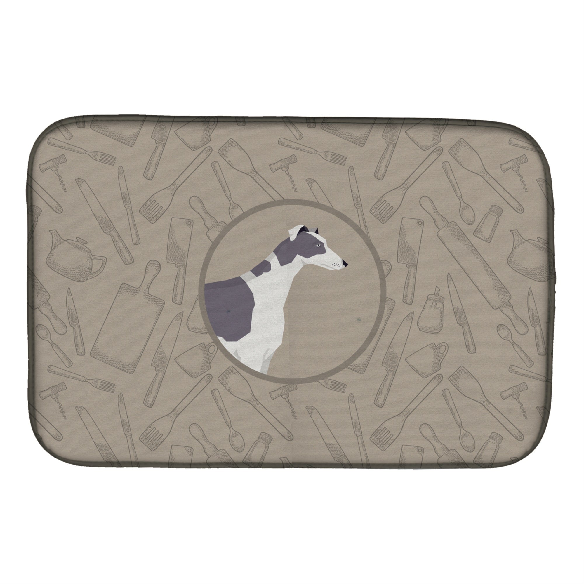 'Caroline'S Treasures Ck2190Ddm Greyhound In The Kitchen Dish-Drying-Mats, 14X21, Multicolor''