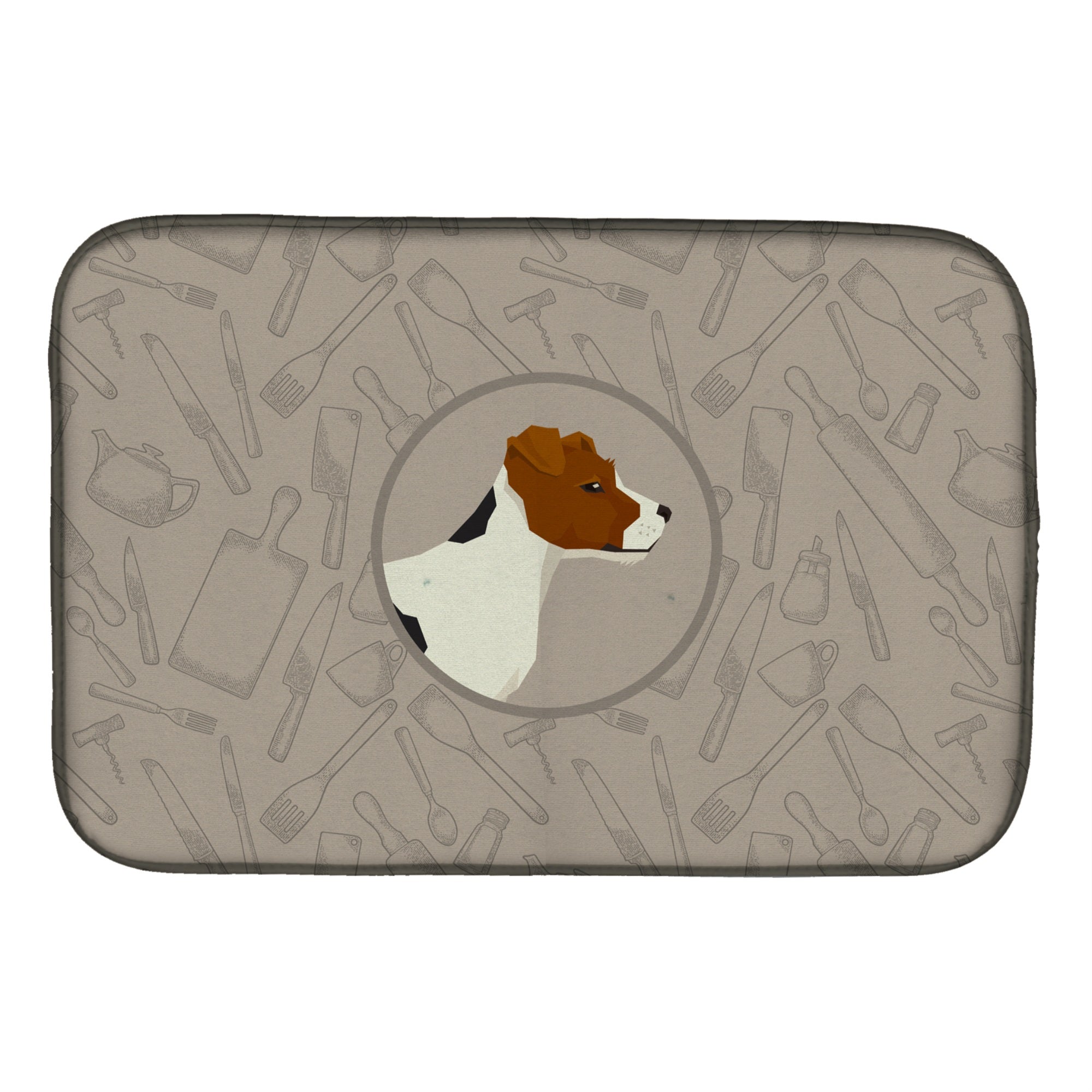 'Caroline'S Treasures Ck2194Ddm Jack Russell Terrier In The Kitchen Dish-Drying-Mats, 14X21, Multicolor''