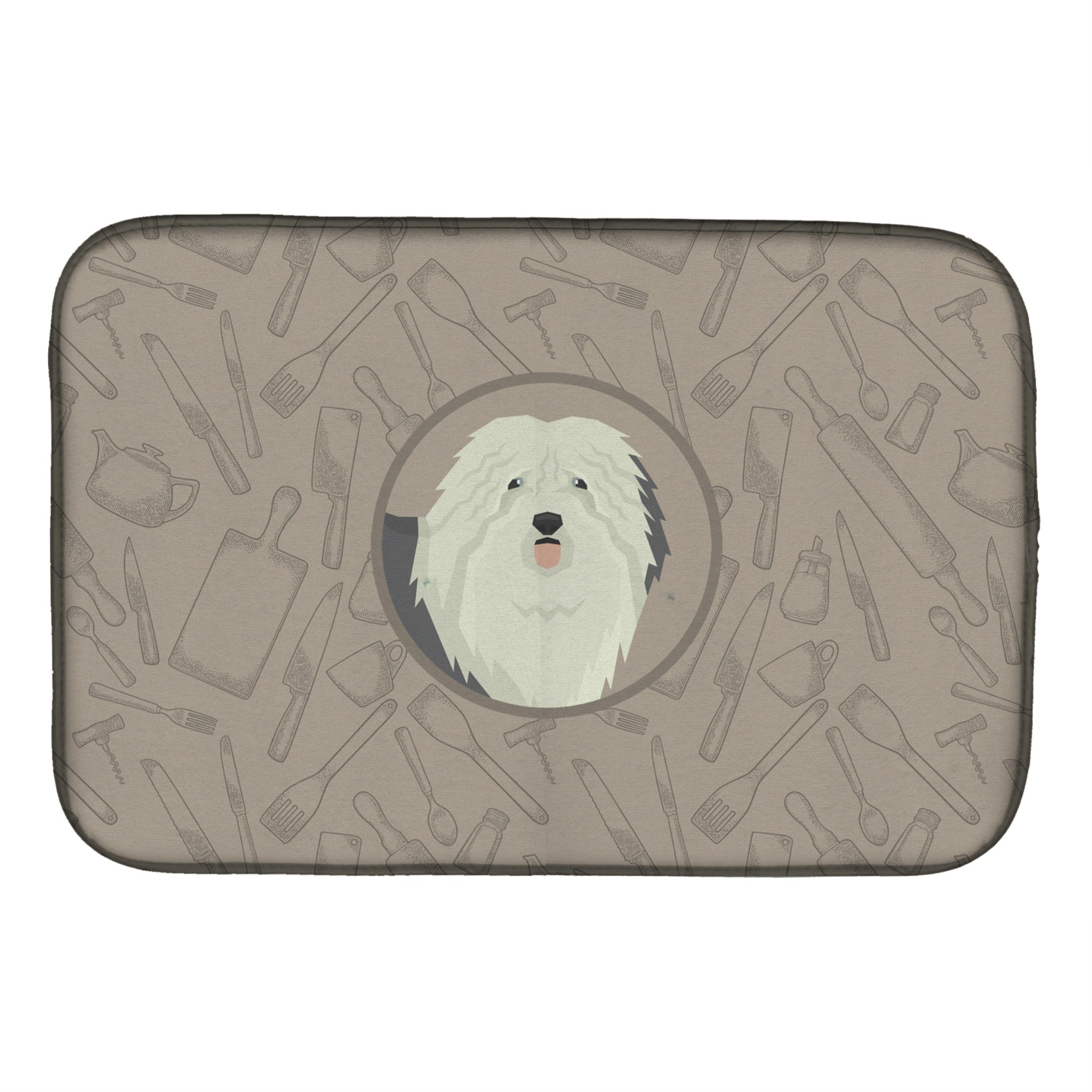 'Caroline'S Treasures Ck2199Ddm Old English Sheepdog In The Kitchen Dish-Drying-Mats, 14X21, Multicolor''