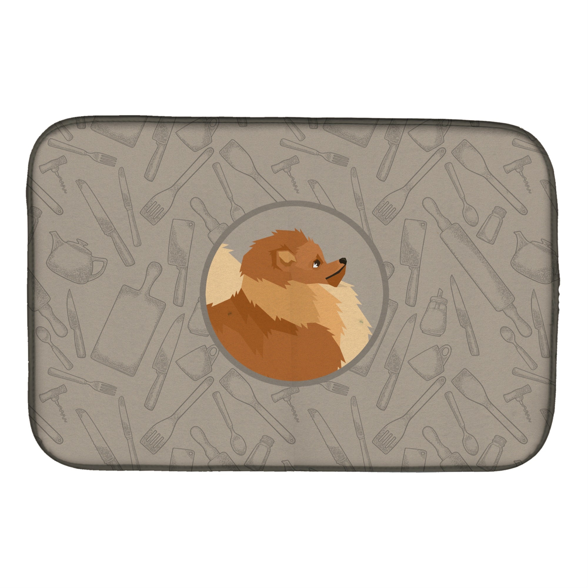 'Caroline'S Treasures Ck2202Ddm Pomeranian In The Kitchen Dish-Drying-Mats, 14X21, Multicolor''