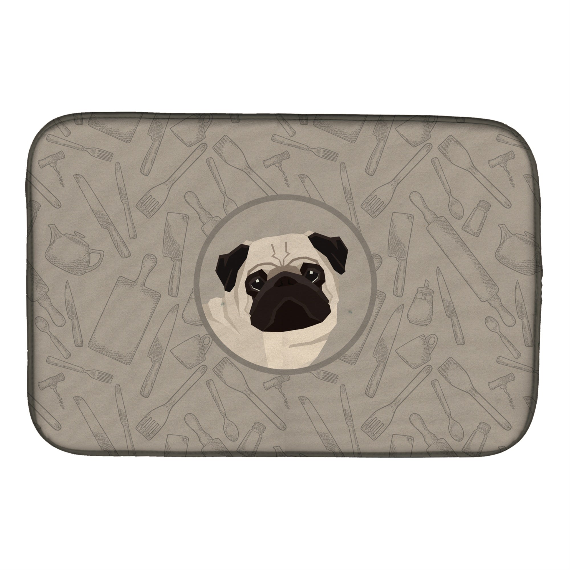 'Caroline'S Treasures Ck2204Ddm Pug In The Kitchen Dish-Drying-Mats, 14X21, Multicolor''