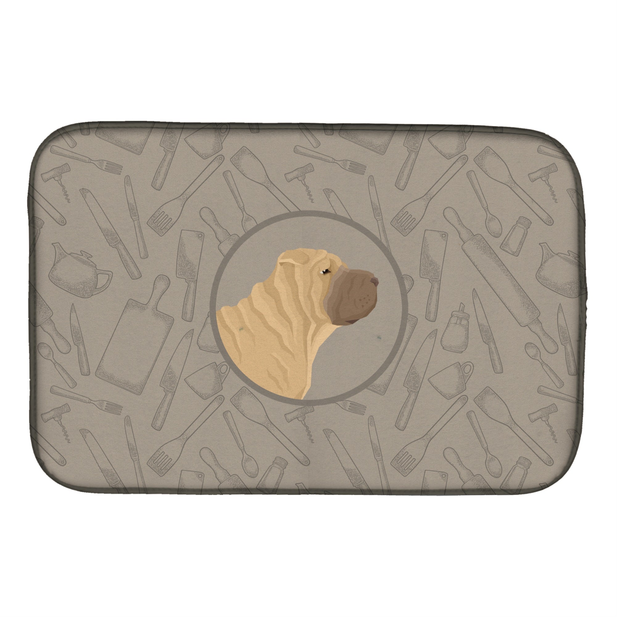 'Caroline'S Treasures Ck2209Ddm Shar Pei In The Kitchen Dish-Drying-Mats, 14X21, Multicolor''