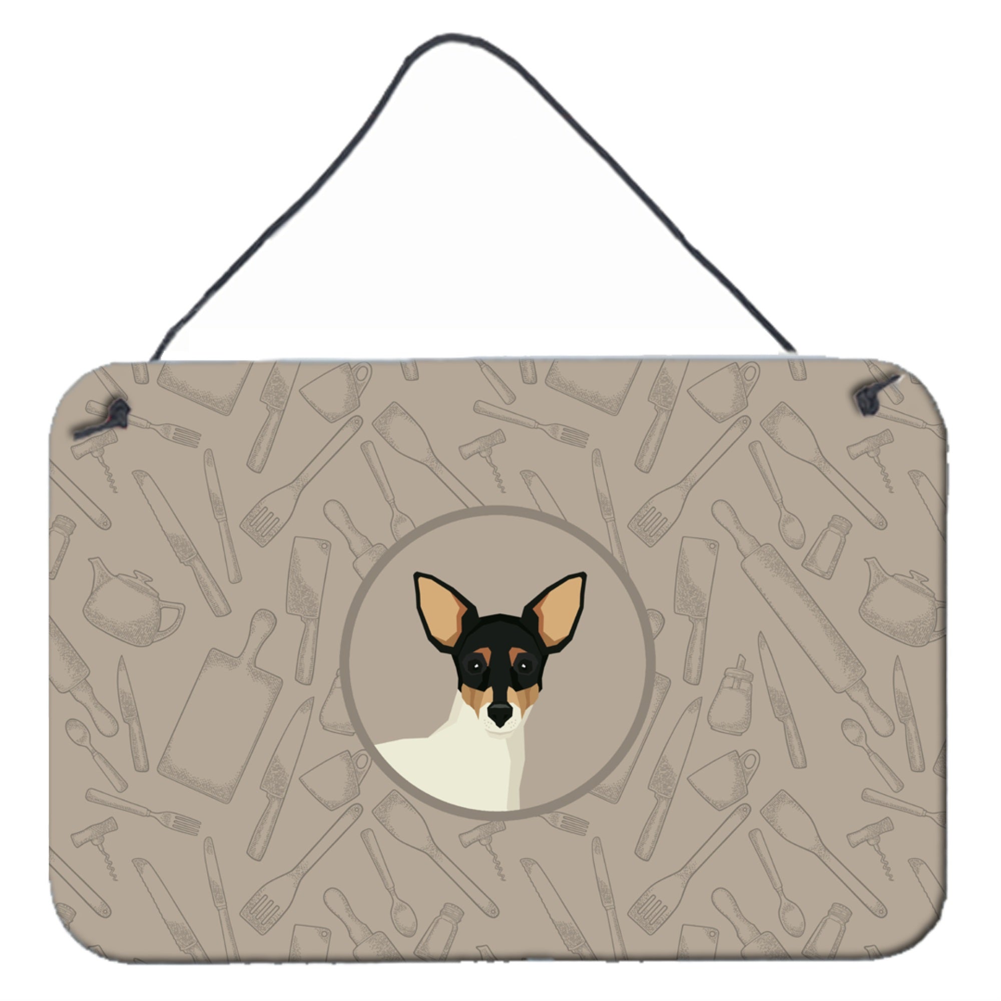 'Caroline'S Treasures Toy Fox Terrier In The Kitchen Door Hanging Prints Wall-Decor, Multicolor''