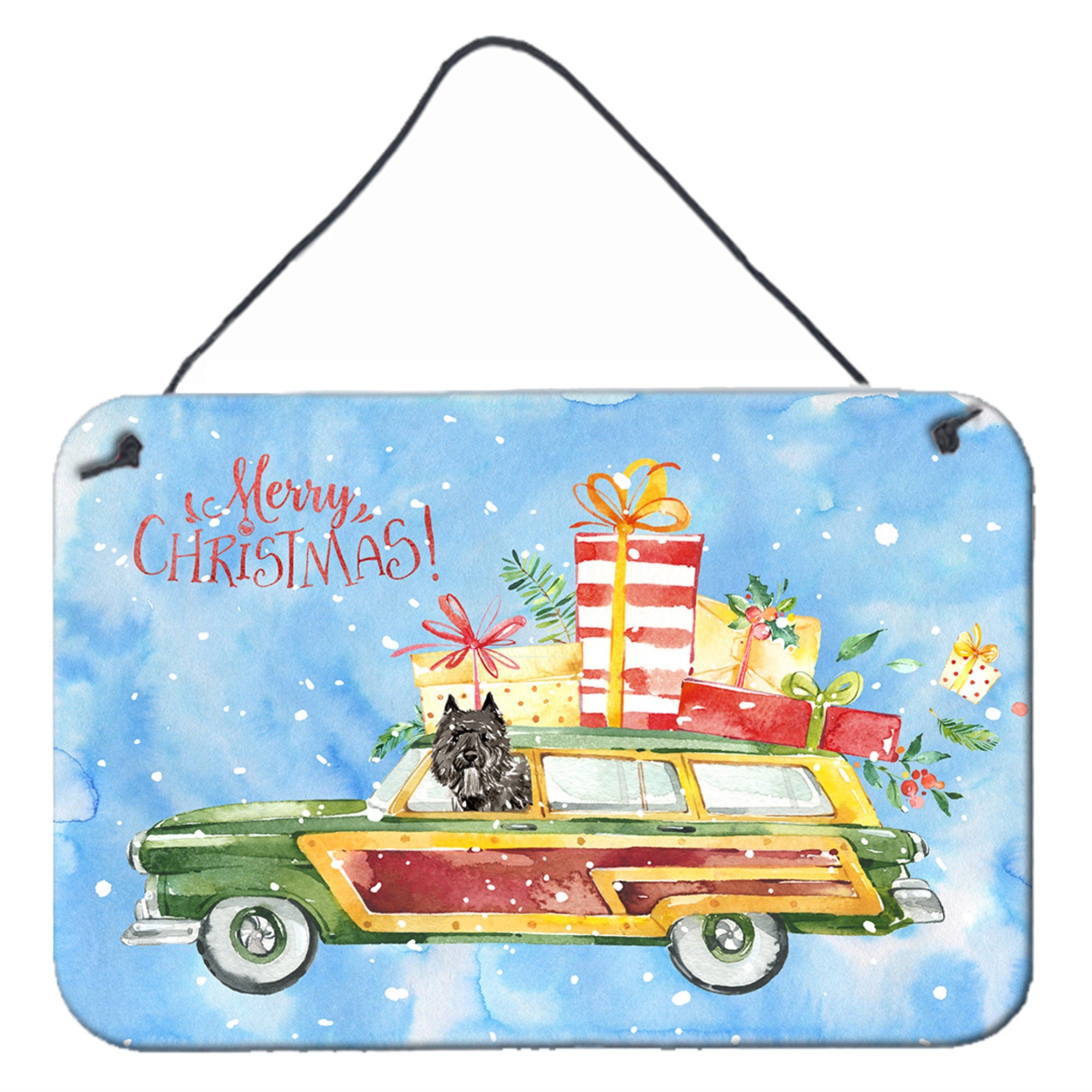 'Caroline'S Treasures Merry Christmas Bouvier Des Flandres Door Hanging Prints Wall-Decor, Multicolor''