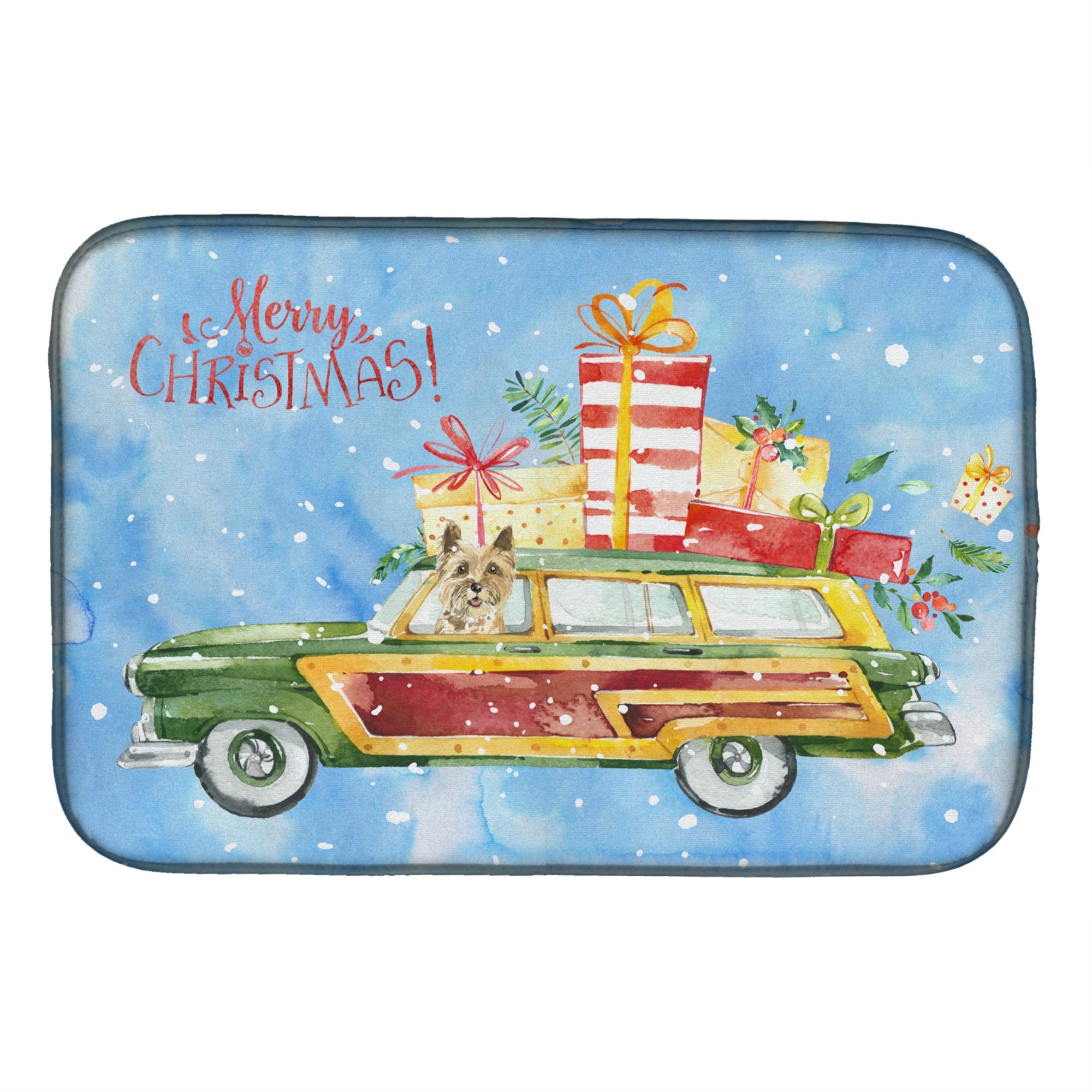 'Caroline'S Treasures Ck2400Ddm Merry Christmas Cairn Terrier Dish-Drying-Mats, 14X21, Multicolor''