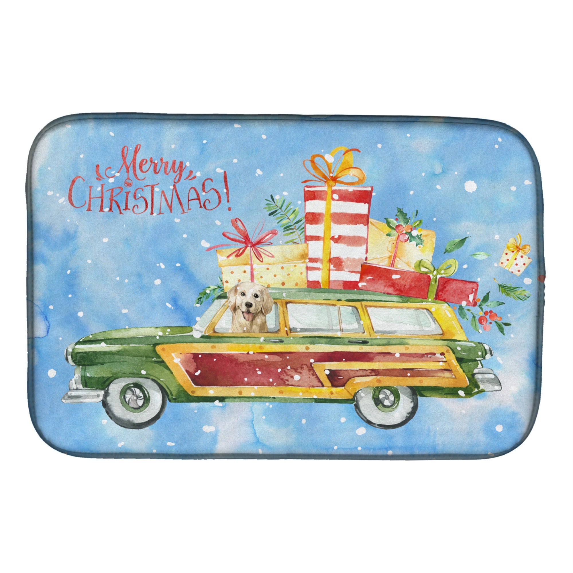 'Caroline'S Treasures Ck2407Ddm Merry Christmas Golden Retriever Dish-Drying-Mats, 14X21, Multicolor''