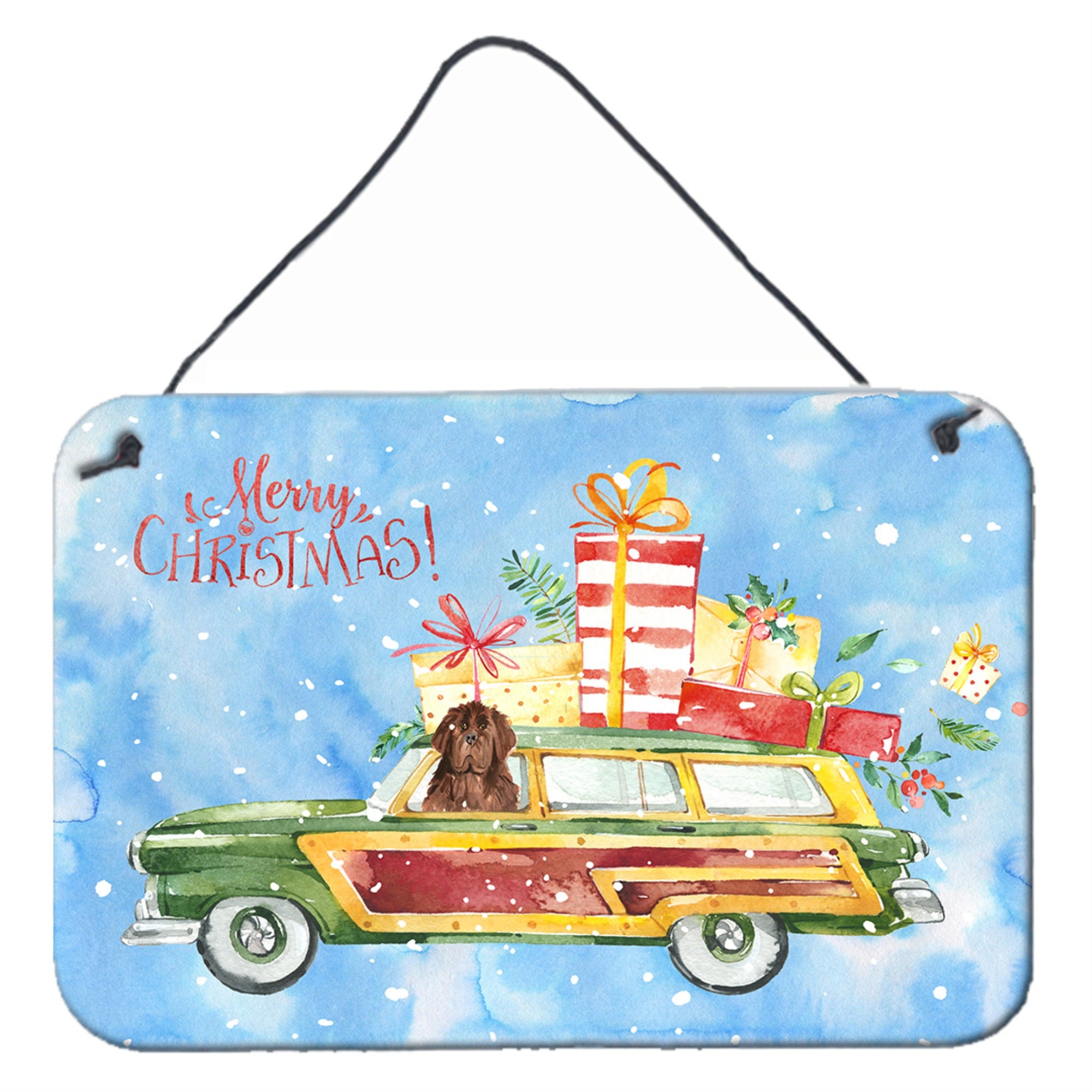 'Caroline'S Treasures Merry Christmas Newfoundland Door Hanging Prints Wall-Decor, Multicolor''