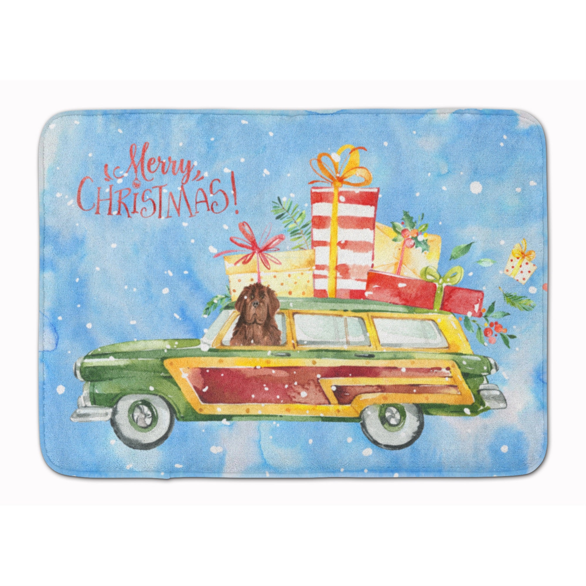 'Caroline'S Treasures Merry Christmas Newfoundland Machine Washable Memory Foam Mat Doormats, Multicolor''