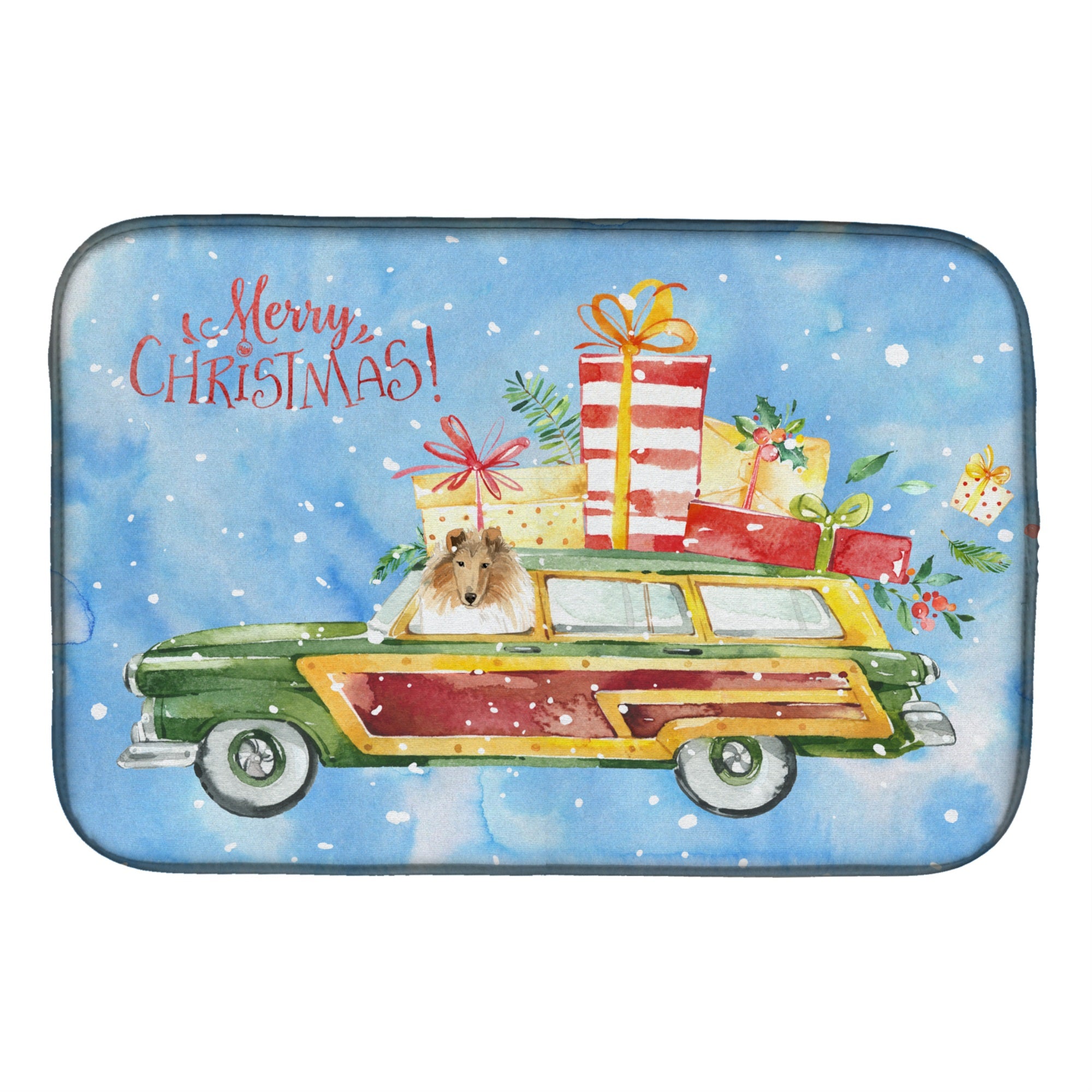 'Caroline'S Treasures Ck2418Ddm Merry Christmas Collie Dish-Drying-Mats, 14X21, Multicolor''