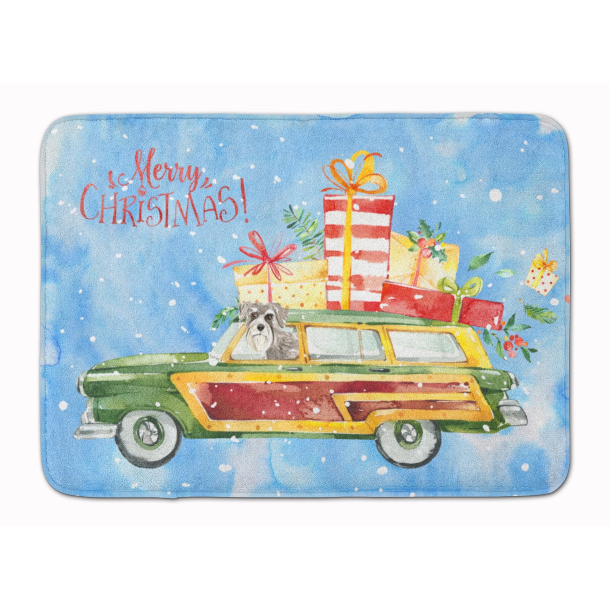 'Caroline'S Treasures Merry Christmas Schnauzer #2 Machine Washable Memory Foam Mat Doormats, Multicolor''
