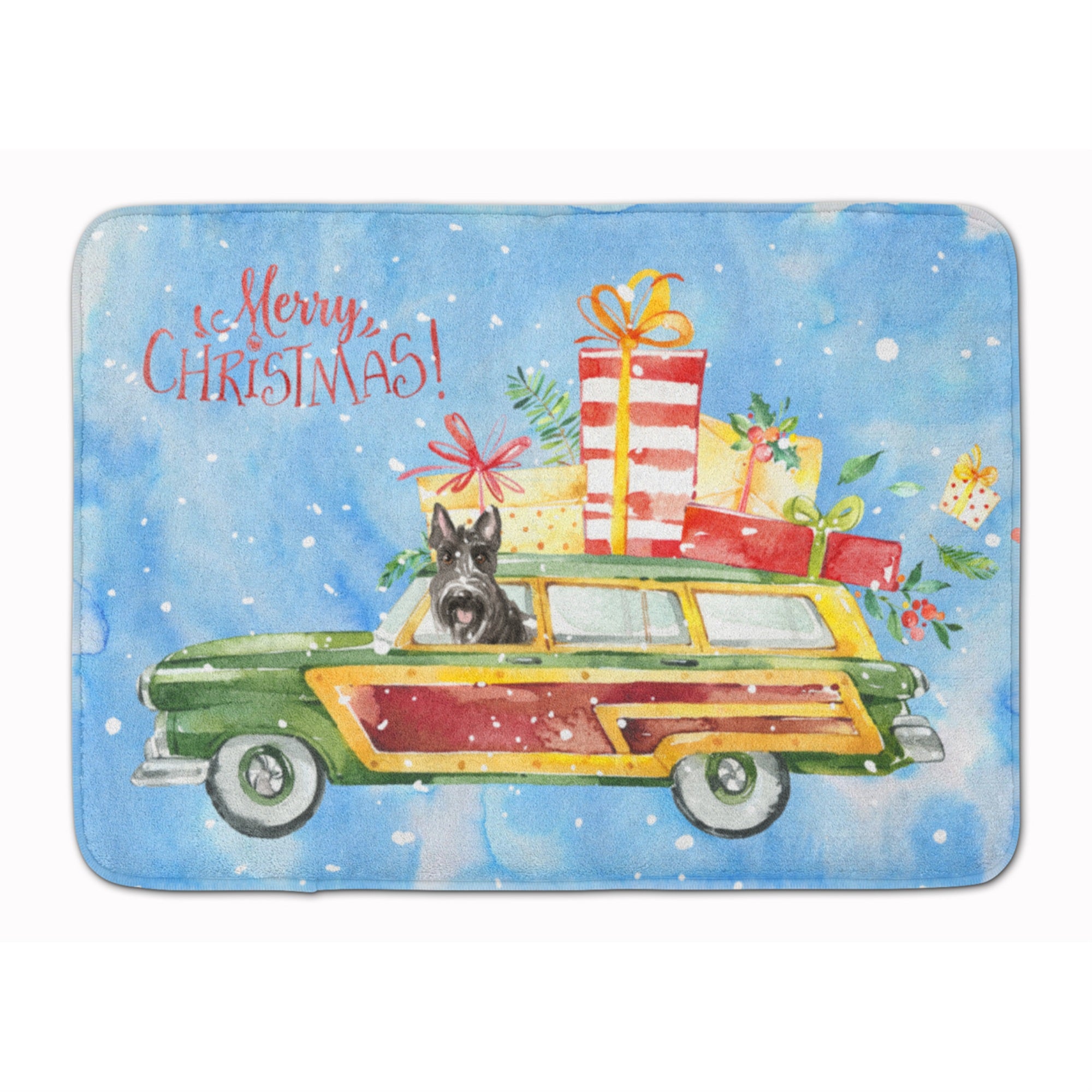 'Caroline'S Treasures Merry Christmas Scottish Terrier Machine Washable Memory Foam Mat Doormats, Multicolor''