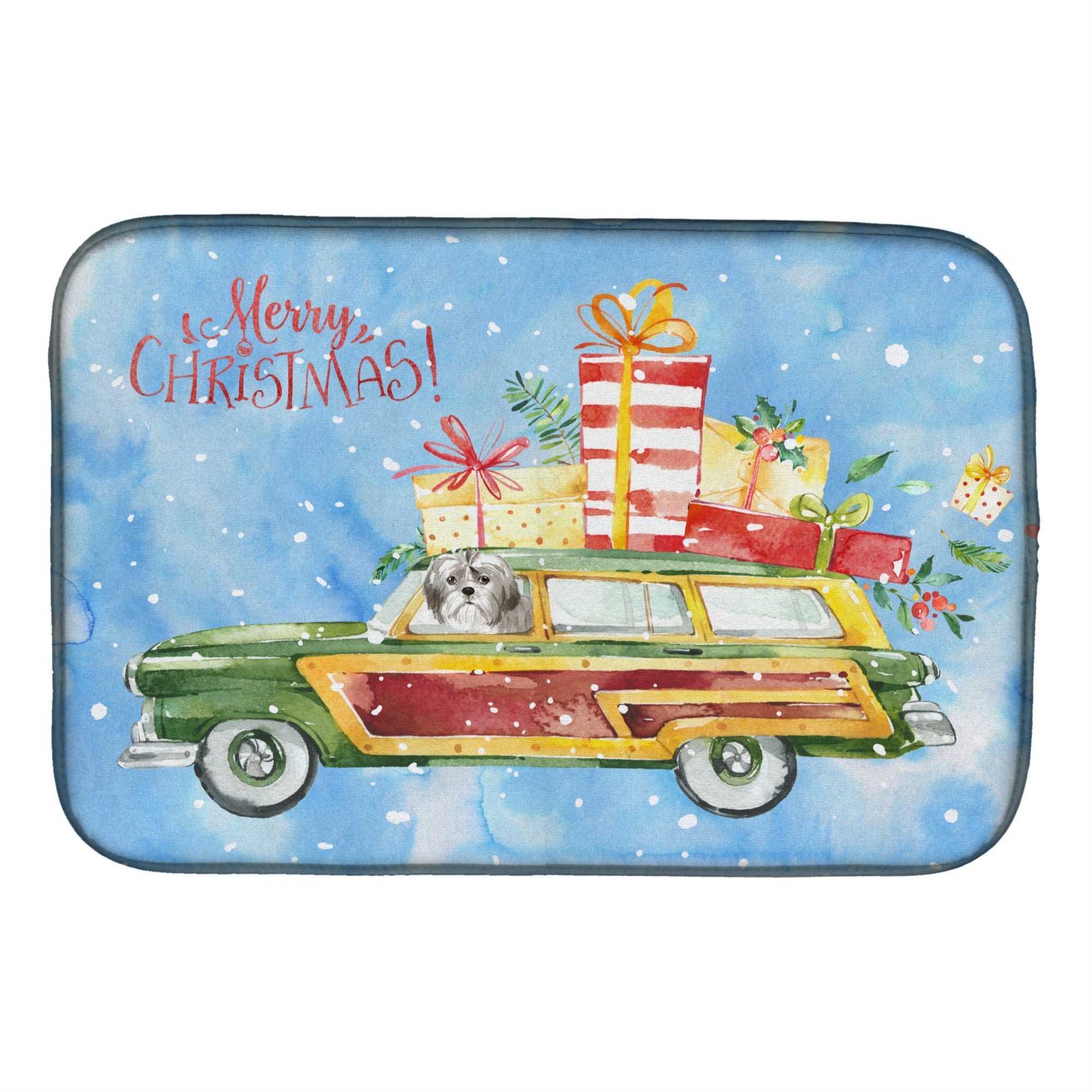 'Caroline'S Treasures Ck2423Ddm Merry Christmas Shih Tzu Puppy Cut Dish-Drying-Mats, 14X21, Multicolor''