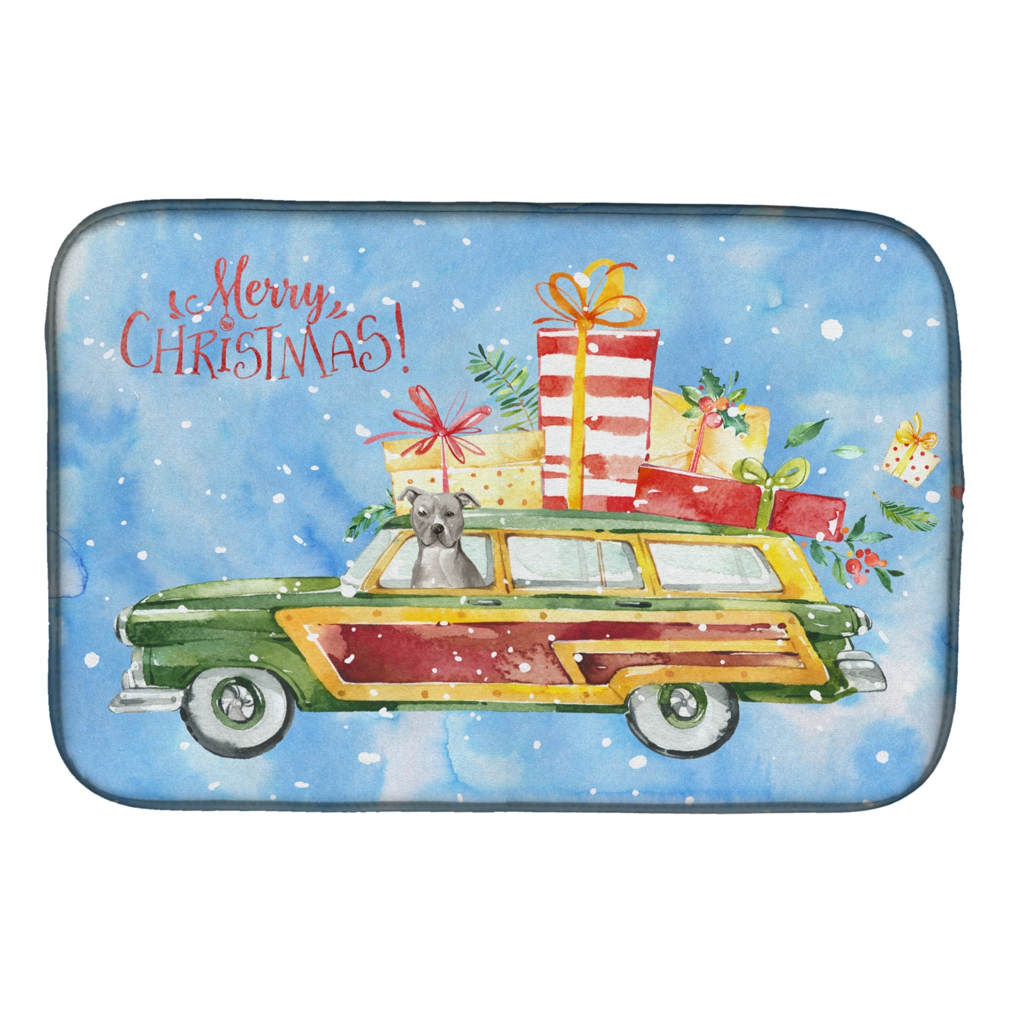 'Caroline'S Treasures Ck2432Ddm Christmas Staffordshire Bull Terrier Dish-Drying-Mats, 14X21, Multicolor''