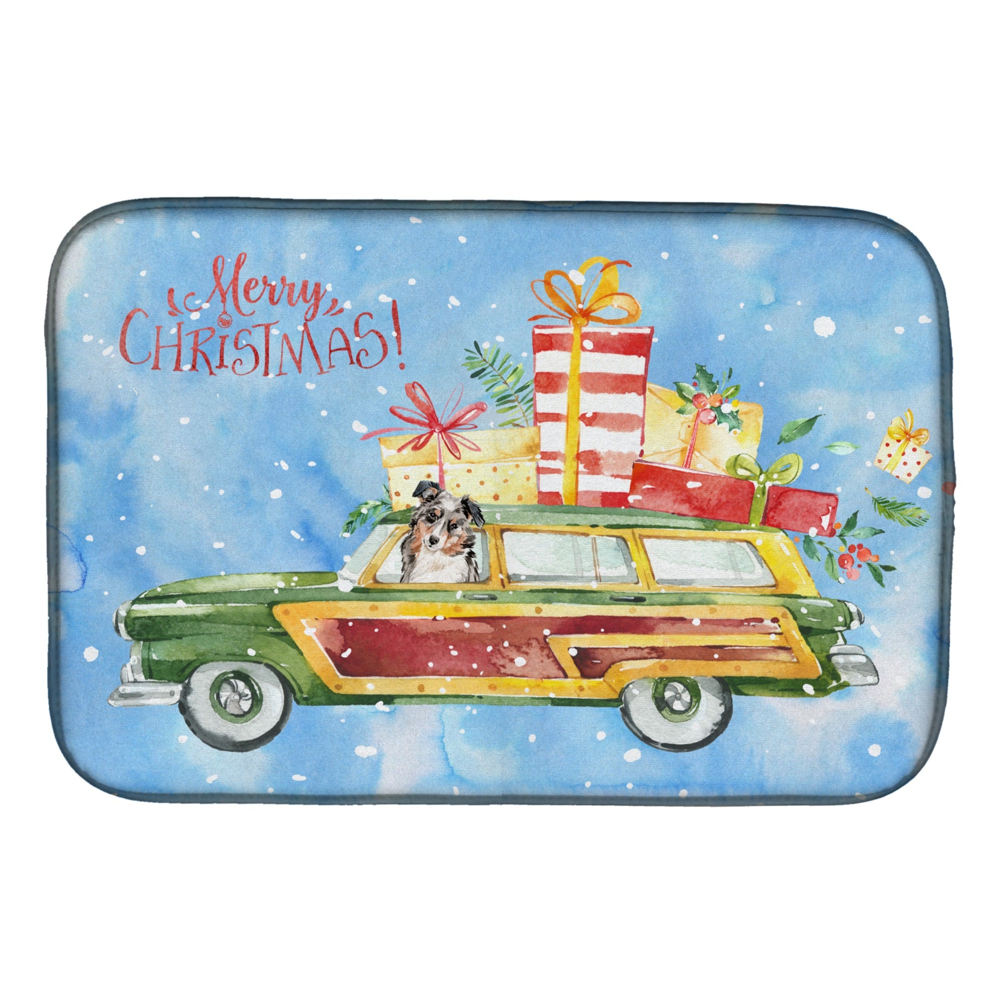 'Caroline'S Treasures Ck2434Ddm Merry Christmas Australian Shepherd Dish-Drying-Mats, 14X21, Multicolor''