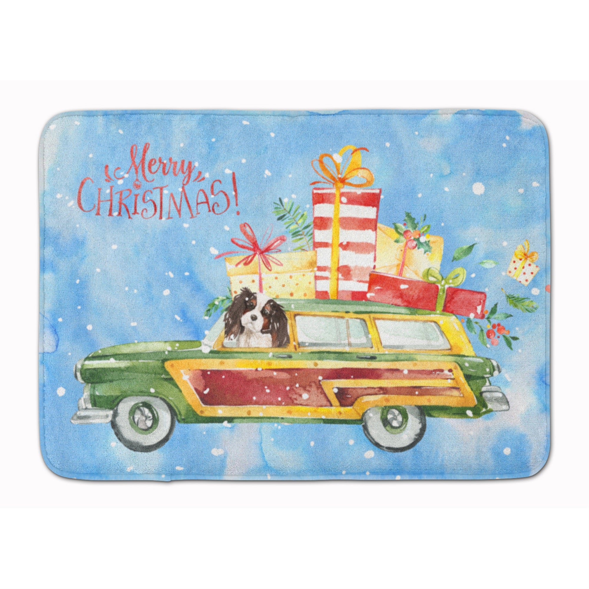 'Caroline'S Treasures Merry Christmas Tricolor Cavalier Spaniel Machine Washable Memory Foam Mat Doormats, Multicolor''