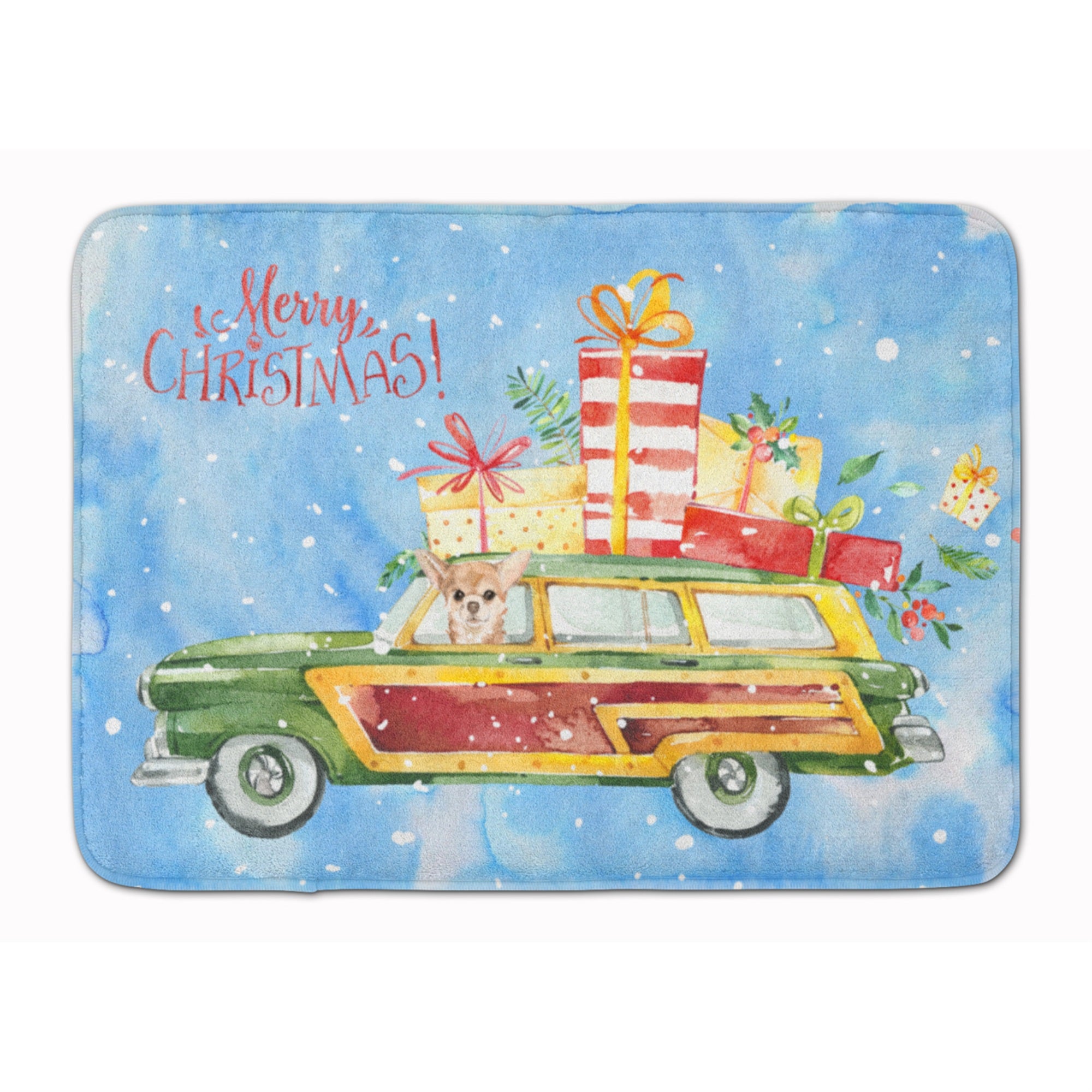 'Caroline'S Treasures Merry Christmas Chihuahua Machine Washable Memory Foam Mat Doormats, Multicolor''