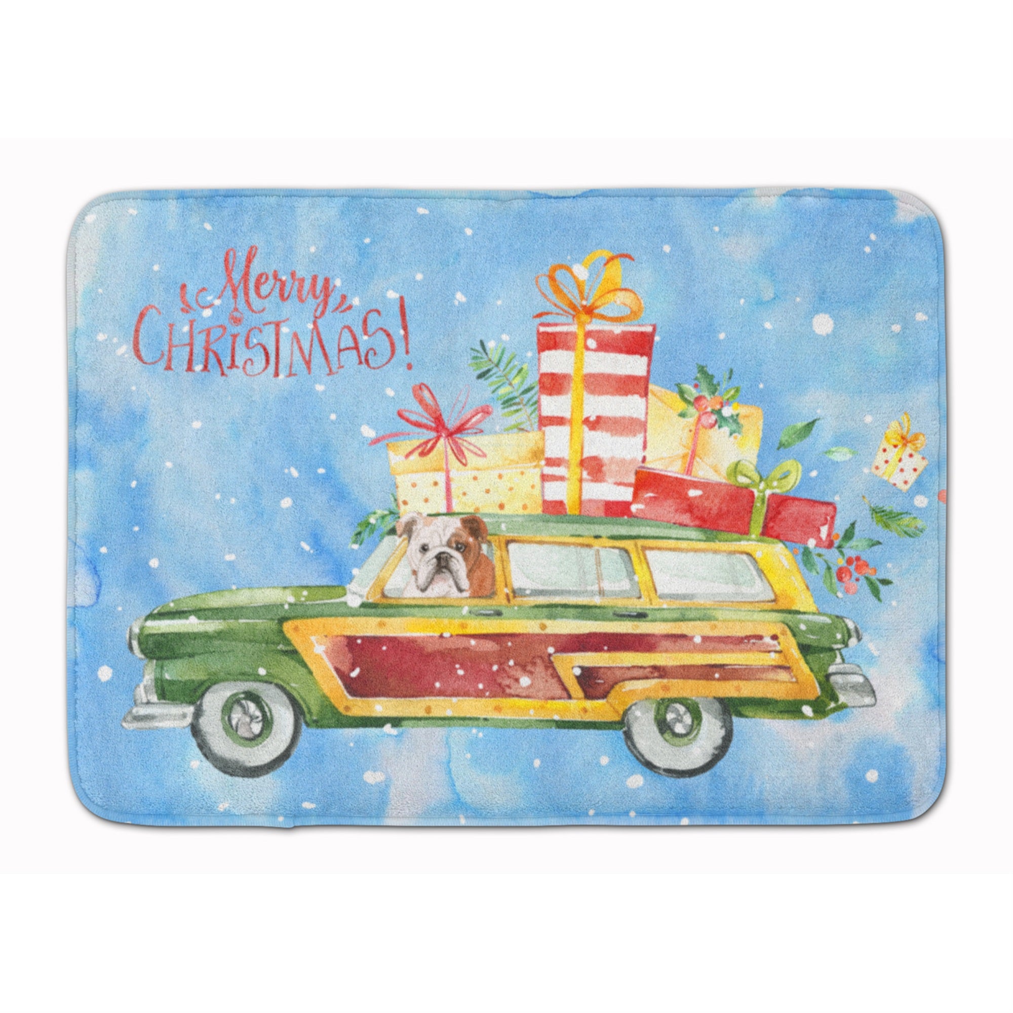 'Caroline'S Treasures Merry Christmas English Bulldog Machine Washable Memory Foam Mat Doormats, Multicolor''