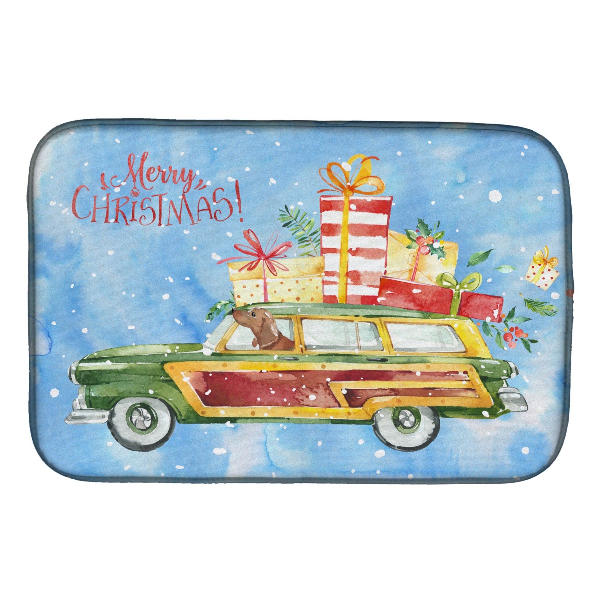 'Caroline'S Treasures Ck2465Ddm Merry Christmas Red Dachshund Dish-Drying-Mats, 14X21, Multicolor''