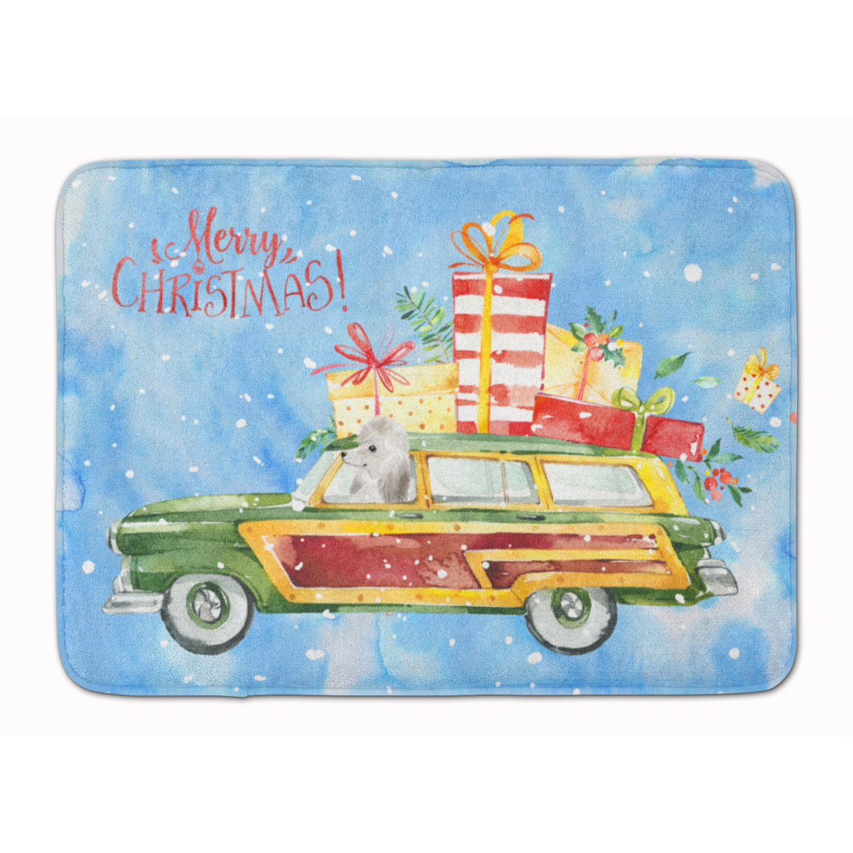 Caroline'S Treasures Merry Christmas White Poodle Machine Washable Memory Foam Mat Doormats