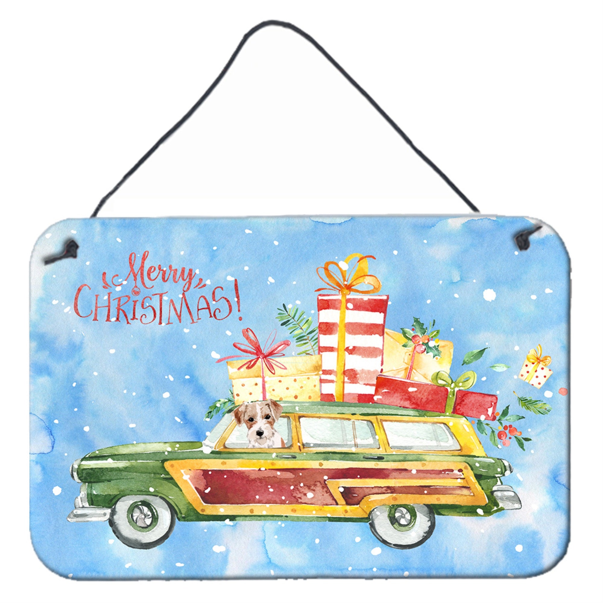 'Caroline'S Treasures Merry Christmas Jack Russell Terrier Door Hanging Prints Wall-Decor, Multicolor''