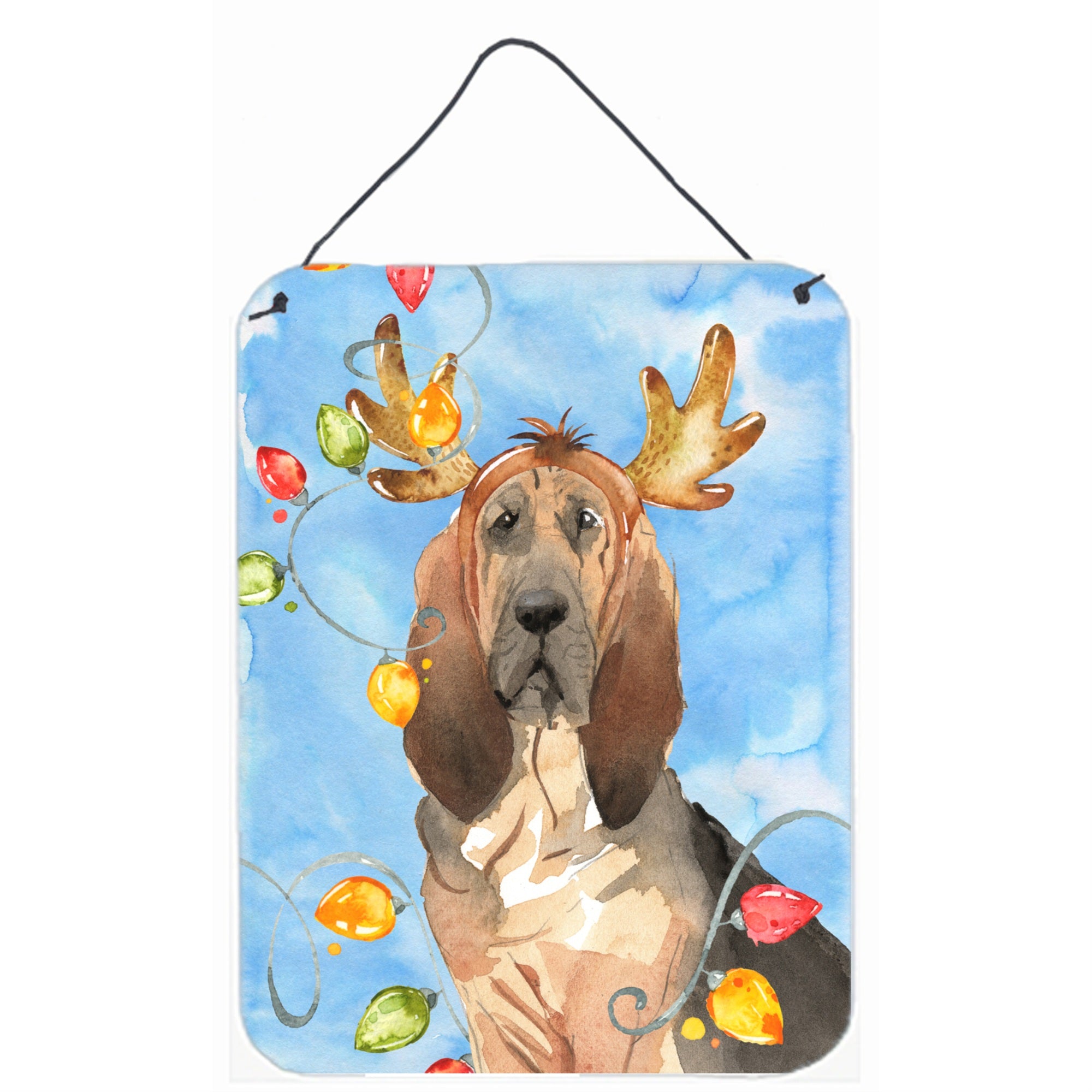 'Caroline'S Treasures Christmas Lights Bloodhound Door Hanging Prints Wall-Decor, Multicolor''