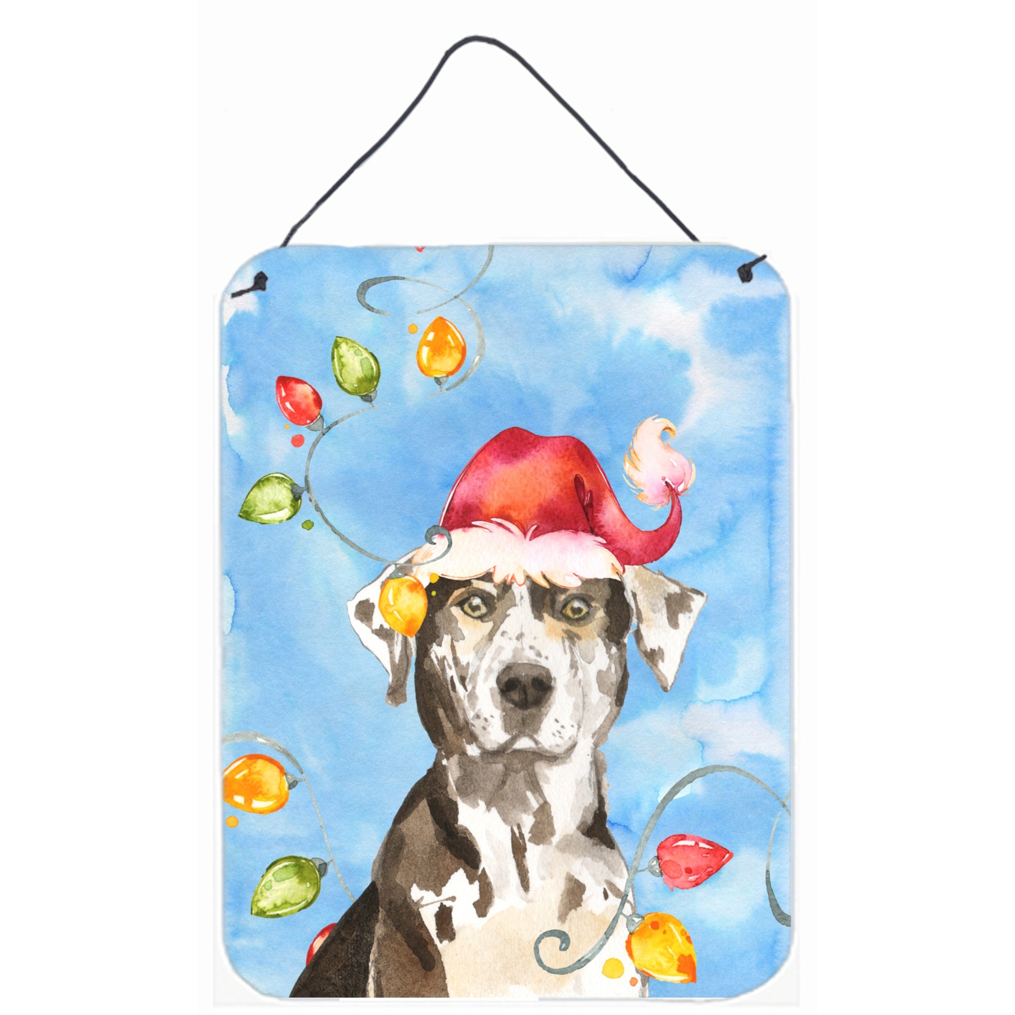 'Caroline'S Treasures Christmas Lights Catahoula Leopard Dog Door Hanging Prints Wall-Decor, Multicolor''