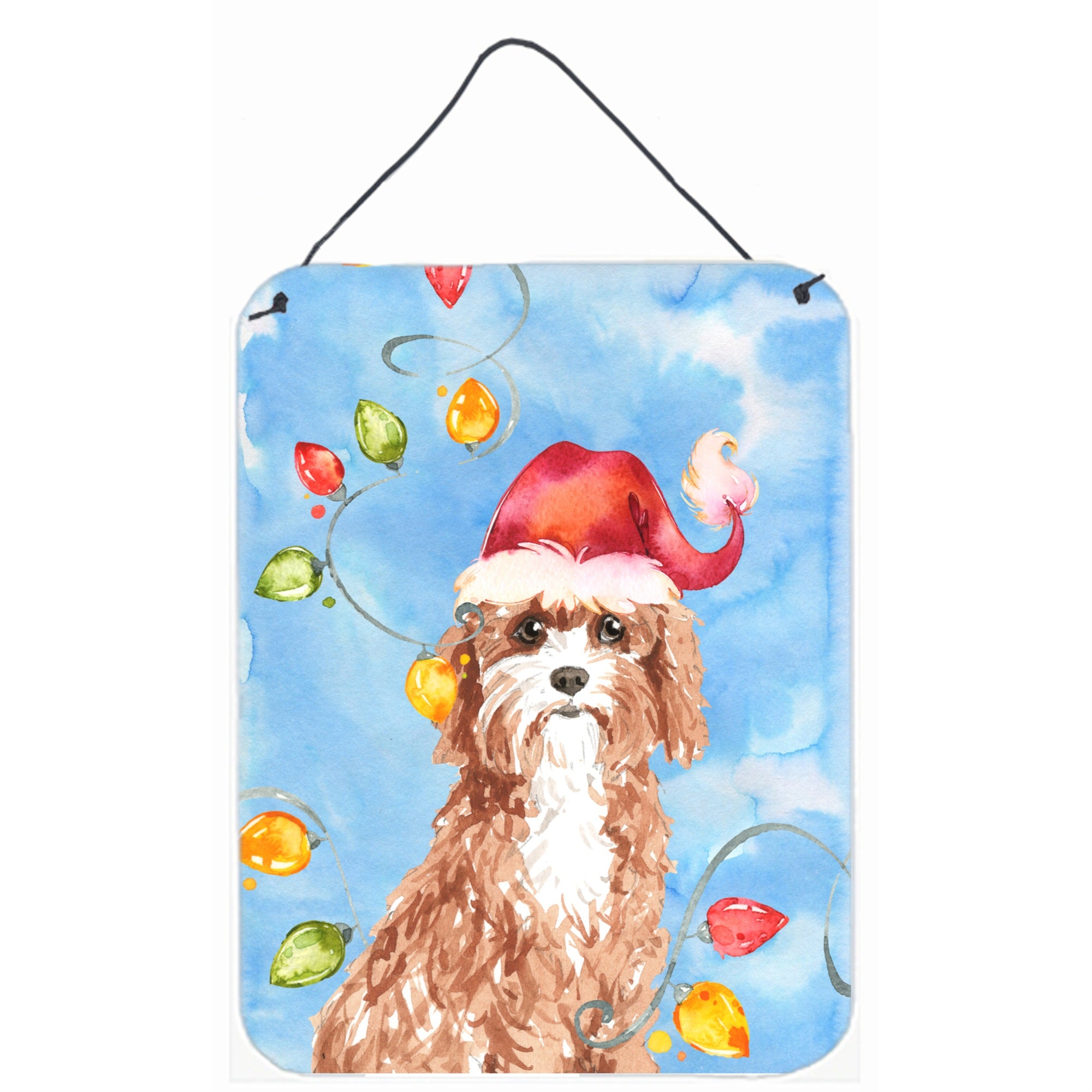'Caroline'S Treasures Christmas Lights Cavapoo Door Hanging Prints Wall-Decor, Multicolor''