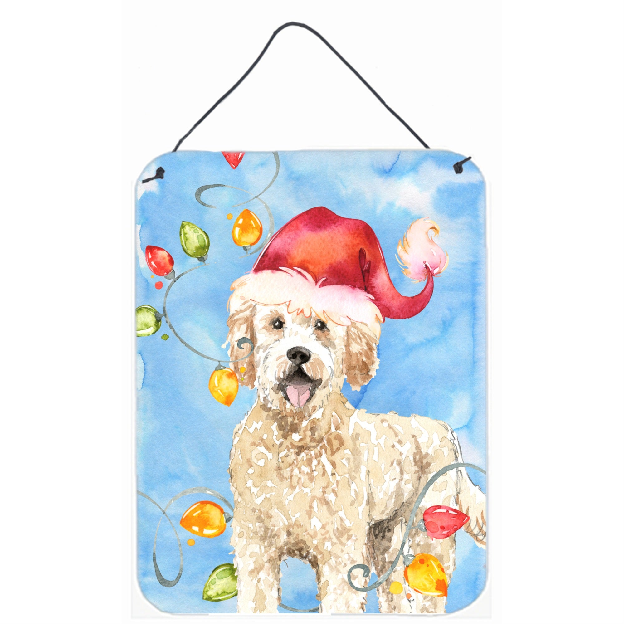 'Caroline'S Treasures Christmas Lights Goldendoodle Door Hanging Prints Wall-Decor, Multicolor''