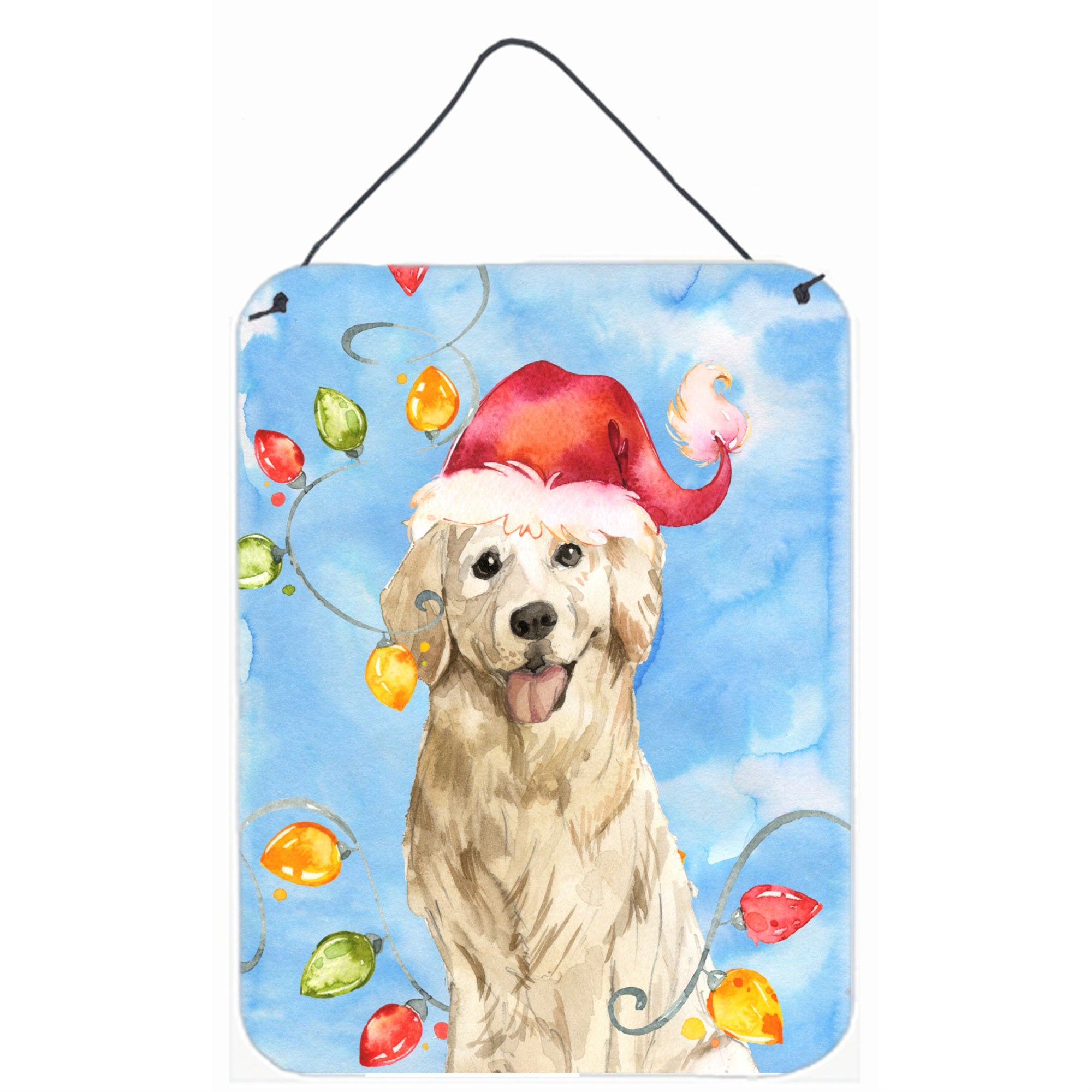 'Caroline'S Treasures Christmas Lights Golden Retriever Door Hanging Prints Wall-Decor, Multicolor''