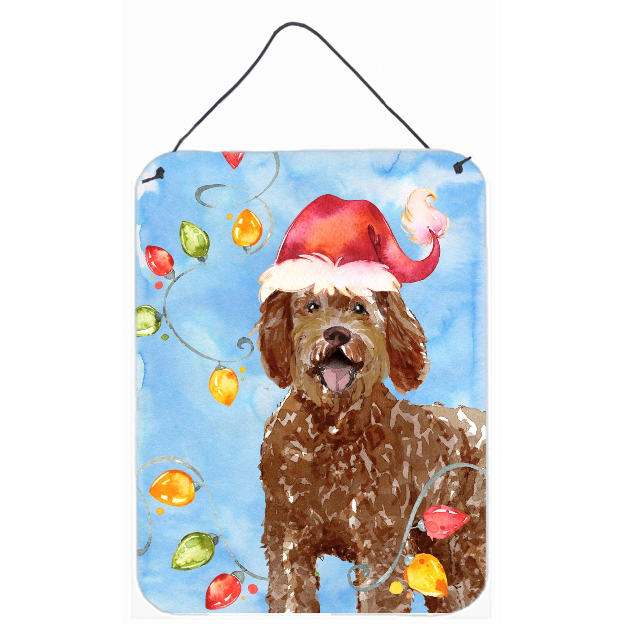 'Caroline'S Treasures Christmas Lights Labradoodle Door Hanging Prints Wall-Decor, Multicolor''
