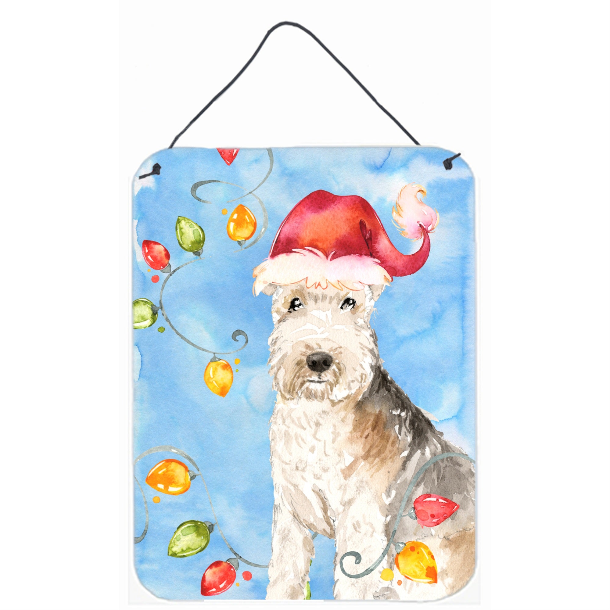 'Caroline'S Treasures Christmas Lights Lakeland Terrier Door Hanging Prints Wall-Decor, Multicolor''