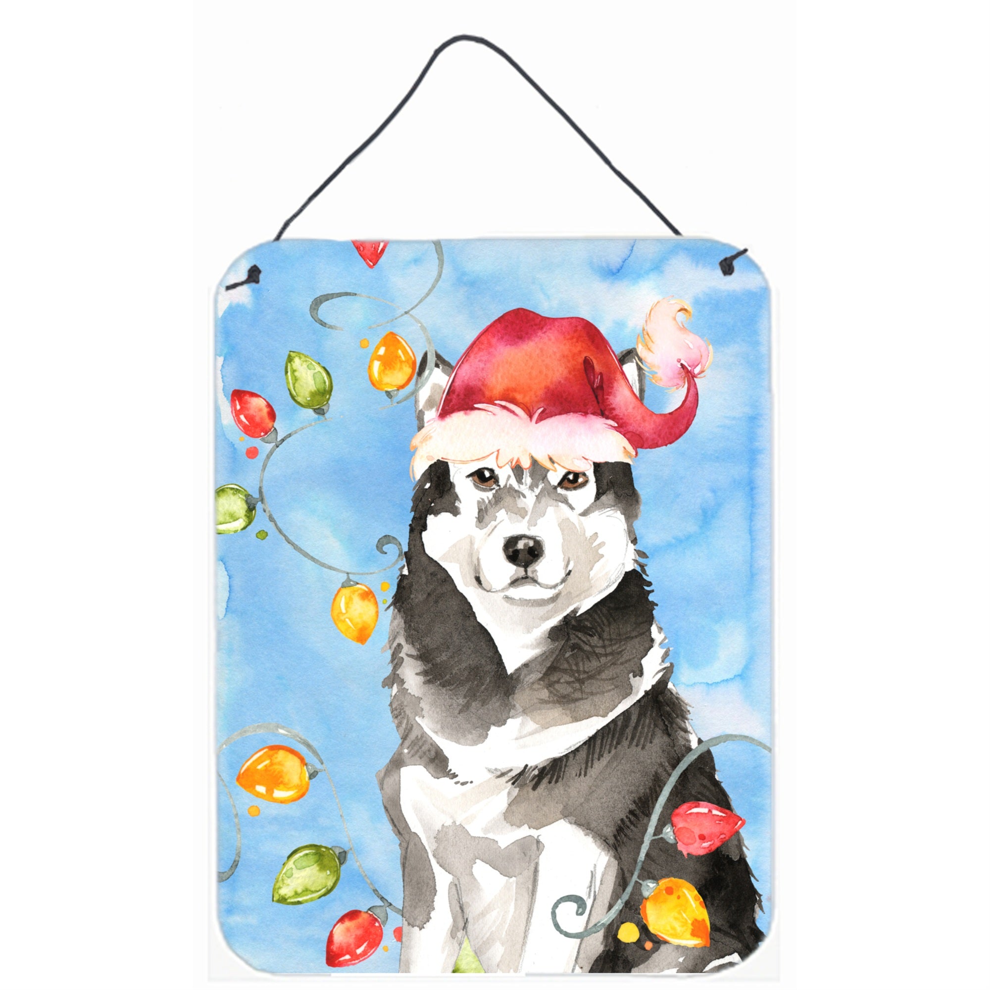 'Caroline'S Treasures Christmas Lights Alaskan Malamute Door Hanging Prints Wall-Decor, Multicolor''